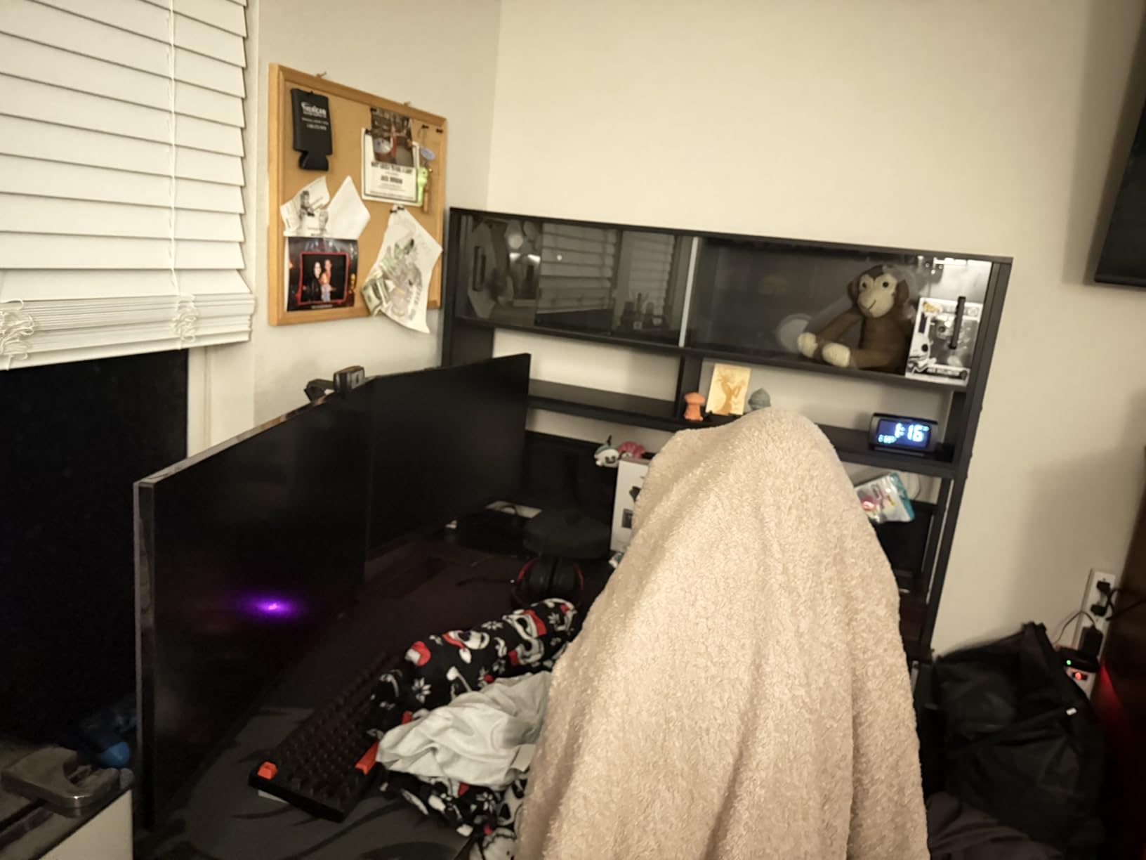 SEDETA L Shaped Gaming Desk, Home Office Computer Desk with 2 Drawer and Bookshelf, L Shaped Gaming Desk with LED Light, Glass Cabinet and Storage Bag, Corner Desk with Storage Shelves, Black customer photo 2