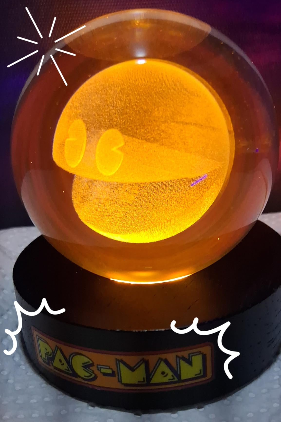 Fizz Creations Pac-Man Crystal Ball Light - Retro Gaming Desk Lamp, USB Powered, Classic Arcade Mood Lighting, Night Light for Kids, Gaming Room Decor, Unique Gift for Gamers. customer photo 1