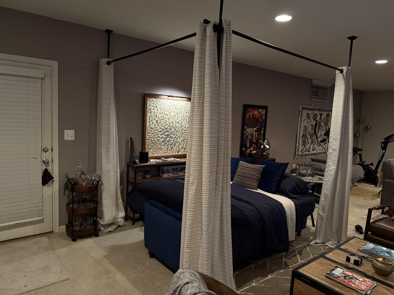 Goovilla Room Divider for Room Separation, Tension Curtain Rods No Drilling, 4-10ft(H) 28-70inch(W) Adjustable Temporary Privacy Wall Divider, Heavy Duty Freestanding Space Partition Separator, Black customer photo 1