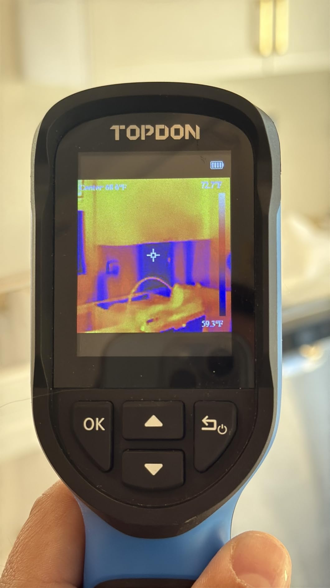 TOPDON TC004 Mini Thermal Imaging Camera, 240 x 240 TISR Resolution, 15-Hour Battery Life, 128 x 128 IR Resolution, 25Hz Handheld Infrared Camera with High/Low Temp Alerts, Auto Shutdown- Blue customer photo 1