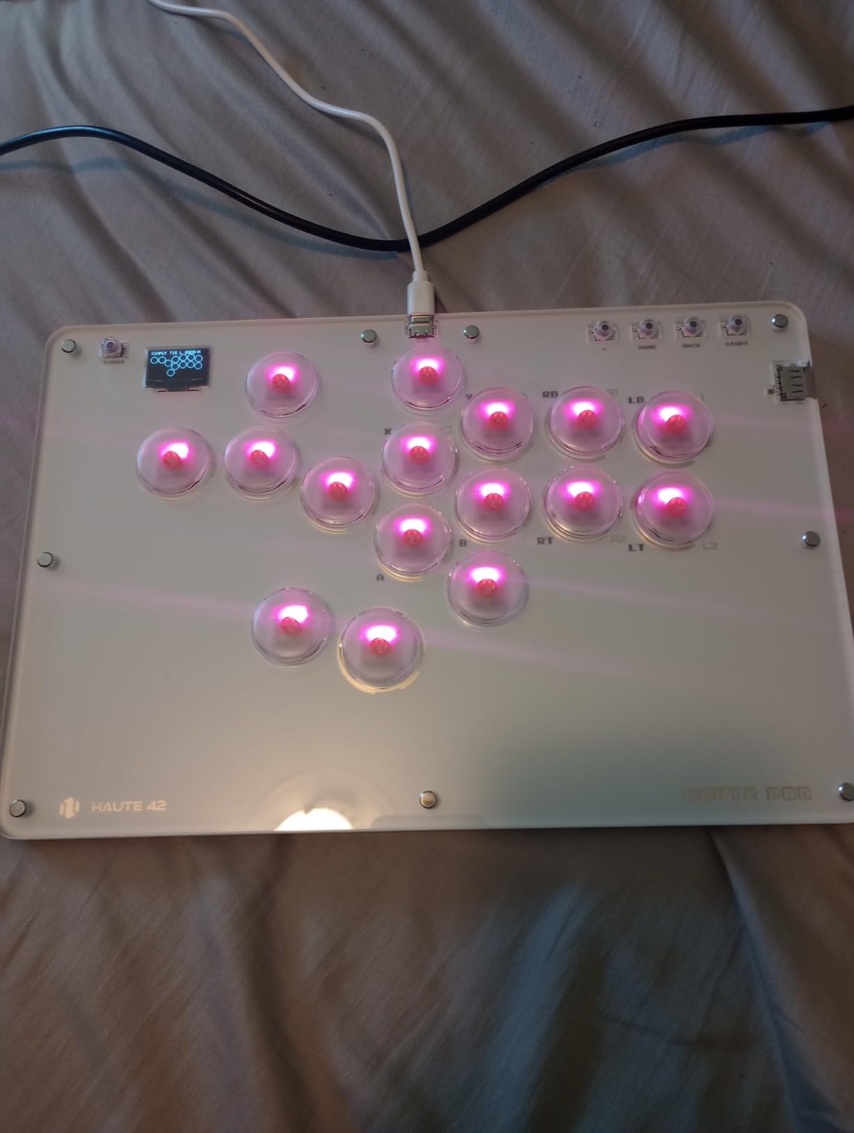 JZW-Shop Haute42 Leverless Arcade Stick T16-texture, All-Button Arcade Controller for Switch/PC/PS4/PS3 /Steam Deck, Slim Fighting Game Keyboard with Turbo & Custom RGB, Supports Hot-Swap & SOCD (Black) customer photo 2