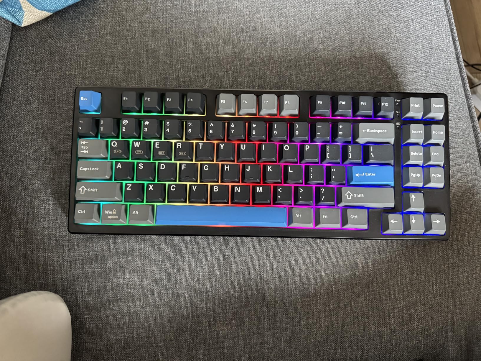 KN85 Wireless Mechanical Gaming Keyboard, 75% Layout with RGB Backlit, Custom Hot Swappable, Creamy Sound, Bluetooth/2.4GHz/USB-C Compatible with Windows/Mac/PC (Industrial Gray,Linear Switch) customer photo 1