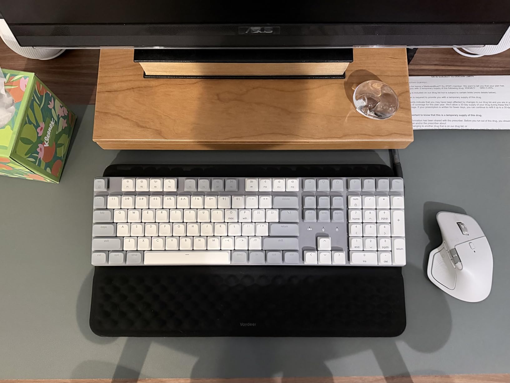 Vaydeer Wrist Rest with Keyboard Stand, Computer Wrist Support Pad, Ergonomic Keyboard Riser Holder Lifter Tray with Wrist Pad, Soft Memory Foam Desk Cushion, Palm Hand Typing for Office Home School customer photo 2