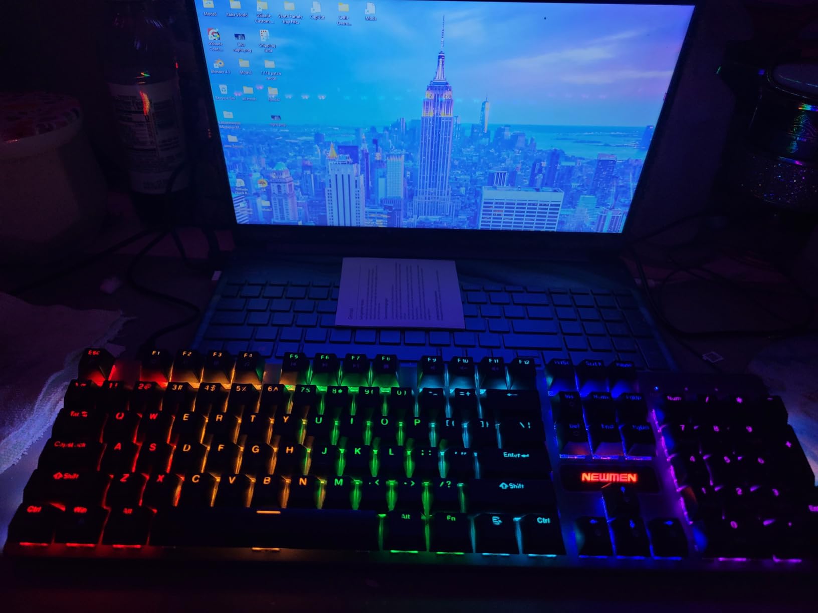 Newmen GM325Pro Mechanical Keyboard,104 Keys Rainbow LED Backlit Wired Gaming Keyboards,Hot-Swap Metal Panel ABS Black Keycaps Gaming Mechanical Keyboard for Windows Laptop PC Linear Red Switches customer photo 1