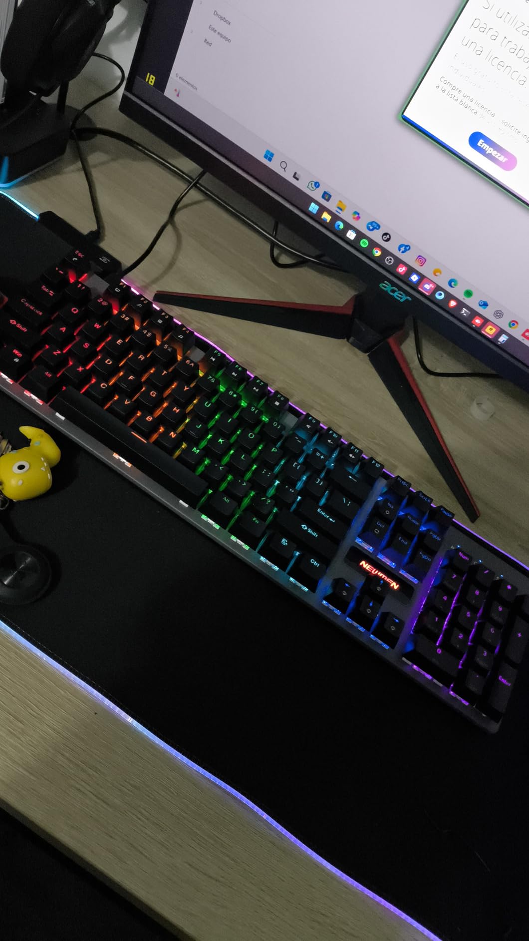 Newmen GM325Pro Mechanical Keyboard,104 Keys Rainbow LED Backlit Wired Gaming Keyboards,Hot-Swap Metal Panel ABS Black Keycaps Gaming Mechanical Keyboard for Windows Laptop PC Linear Red Switches customer photo 2