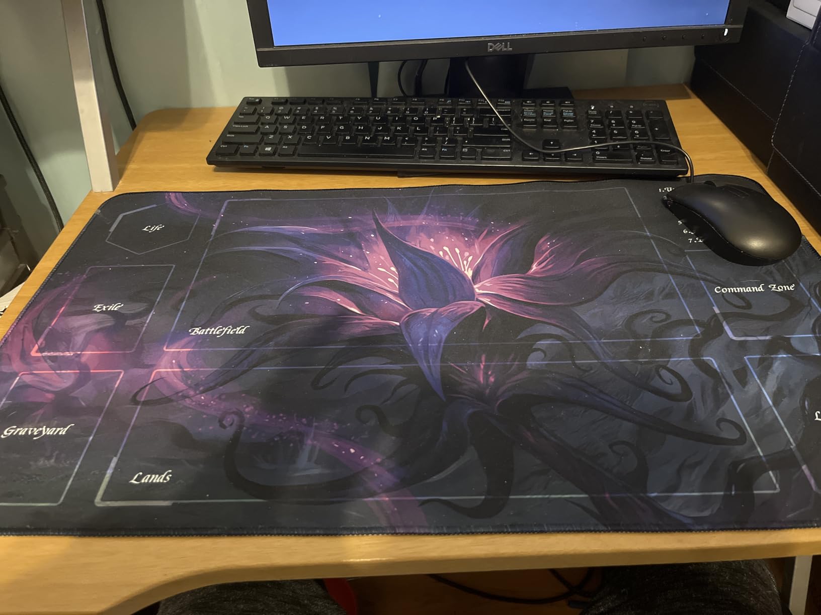 Premium TCG Playmat - 24x14 Professional Rubber Battle Mat for MTG Card Games - Includes Triangular Storage Tube, 12 Counter Dice & 2 Special 20-Sided Dice customer photo 1
