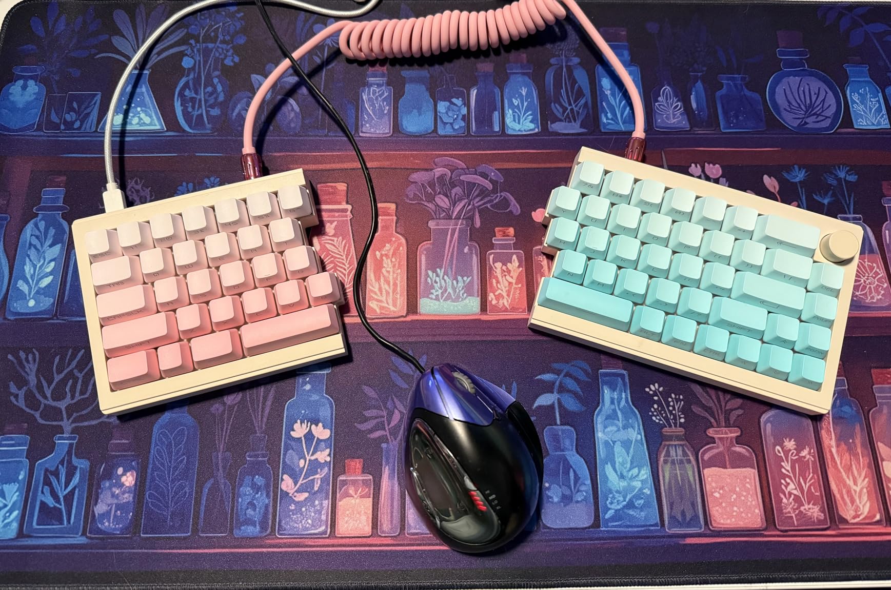 ZORNHER ST68 Wireless Ergonomic Split Mechanical Keyboard,65% Pink & Purple Creamy Thocky TKL Gaming Keyboard with Knob,Lighted Up PBT Keycaps,Cream Switches customer photo 1