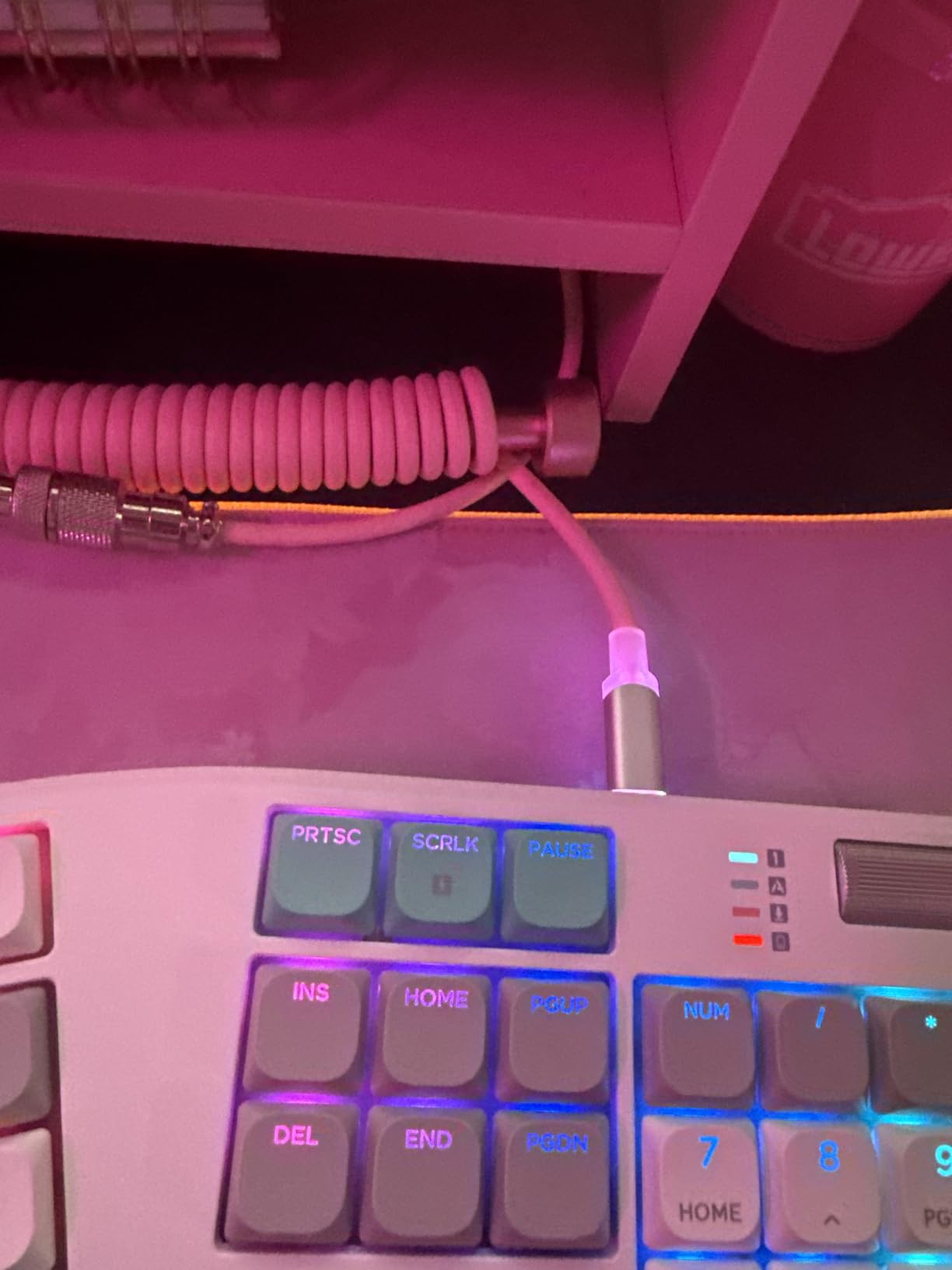 MAMBASNAKE C01 Ultra RGB Coiled Keyboard Cable, Pro Custom USB-C Aviator Cable for Gaming Keyboards, Stable Dual-Sleeved Design, 2m Type-C to USB-A Hyper-Speed, Detachable Metal Aviator for PC Gamer, White customer photo 1