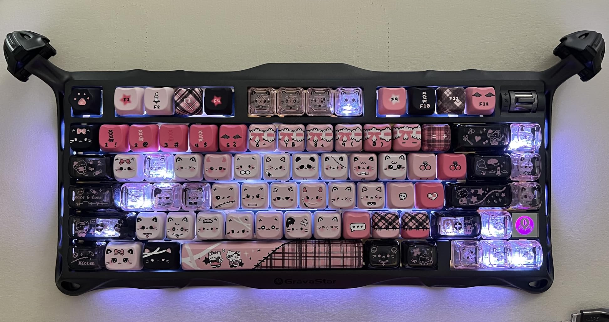 GravaStar Mercury K1 Pro Wireless Mechanical Gaming Keyboard, 75% Layout RGB Custom Keyboard, Aluminum Alloy Matte Black Frame with Phoenix-Inspired Keycaps, Hot-Swappable Linear Switches - CyberFlare customer photo 2