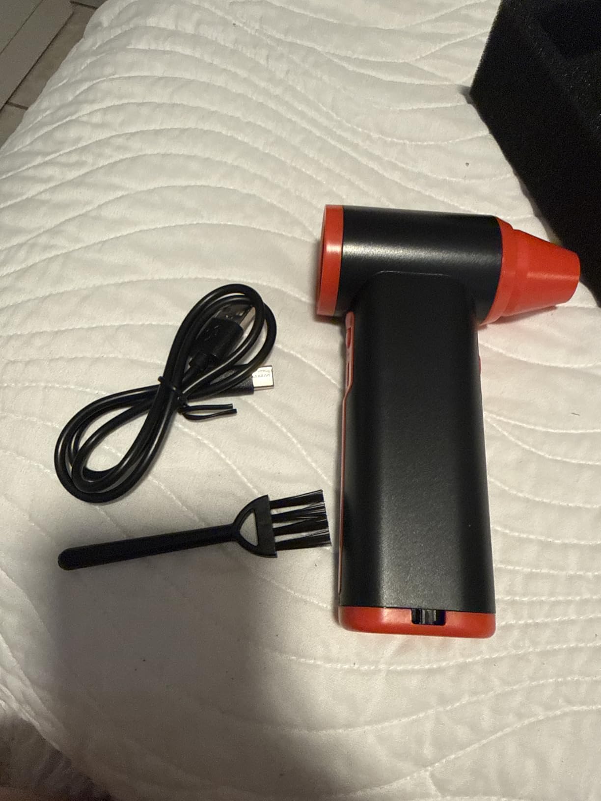 Compressed Air Duster Rechargeable Electric Air Duster for PC Keyboard Mini Dust Blower 130000RPM Cordless Air Blower Jet Dryer Turbo Fan Handheld Blower for Car Home Office, Black-Orange customer photo 1
