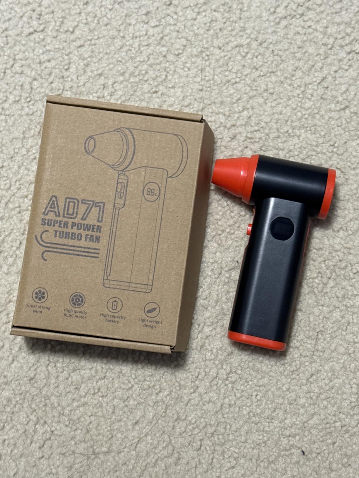 Compressed Air Duster Rechargeable Electric Air Duster for PC Keyboard Mini Dust Blower 130000RPM Cordless Air Blower Jet Dryer Turbo Fan Handheld Blower for Car Home Office, Black-Orange customer photo 2