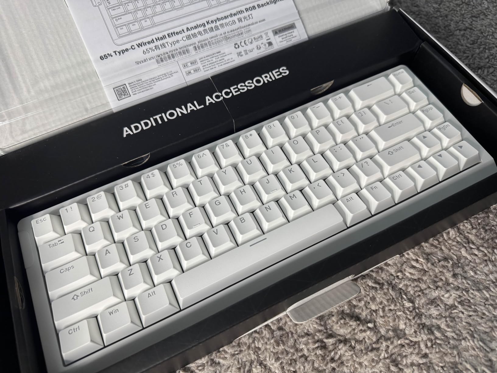 EPOMAKER HE68 Lite Hall Effect Gaming Keyboard, 8k Polling & 128K Scan Rate, 0.01mm Adjustable Trigger, 0.125ms Latency, 5-Layer Sound-Dampened, Snap Key, SOCD, A-RGB, Wired, Mac Software (White) customer photo 1