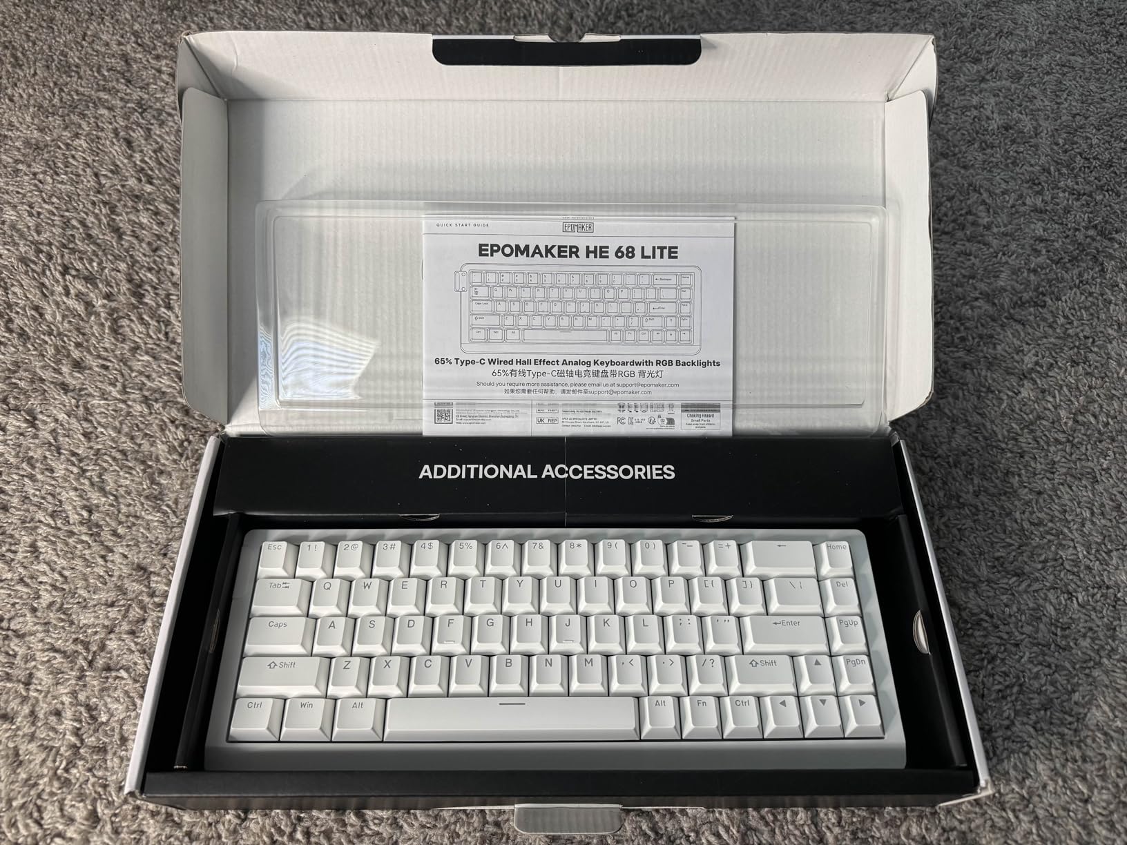 EPOMAKER HE68 Lite Hall Effect Gaming Keyboard, 8k Polling & 128K Scan Rate, 0.01mm Adjustable Trigger, 0.125ms Latency, 5-Layer Sound-Dampened, Snap Key, SOCD, A-RGB, Wired, Mac Software (White) customer photo 2