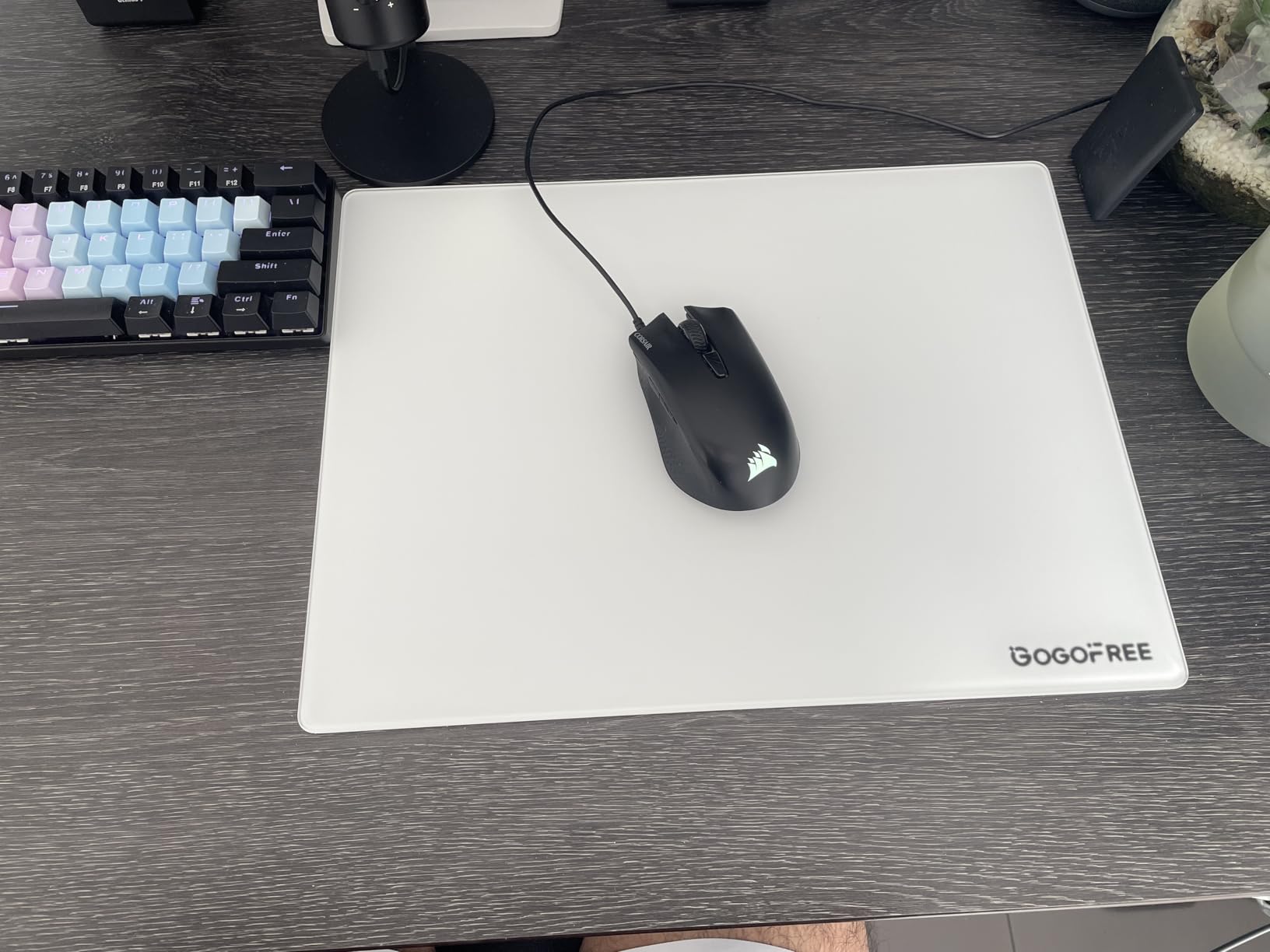 Glass Gaming Mouse Pad, Professional Esport Tempered Glass Mouse Pad Ultra-Smooth Micro-Etched Surface for Top Speed and Control, Hard Mousepad Black (XL 19.7'' L x 15.8'' W) customer photo 2