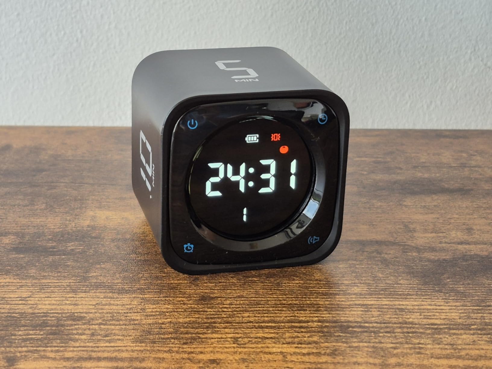 TK3 Pomodoro Timer Cube, Desk Productivity Timer with 5/10/30/60 Min Presets, Custom Countdown, Stopwatch, Clock, 3 Alarm, Silent, Vibrate & Sound Alert, for Task, ADHD, Study, Kitchen, Black customer photo 1