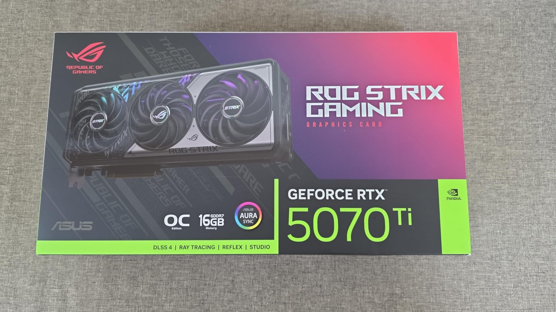 ASUS ROG Strix GeForce RTX 5070 Ti OC Edition 16GB GDDR7 Graphics Card, NVIDIA (PCIe 5.0, HDMI/DP 2.1, 3.2-Slot, Axial-tech Fans, MaxContact Design with Vapor Chamber, Phase-Change GPU Thermal Pad) customer photo 1