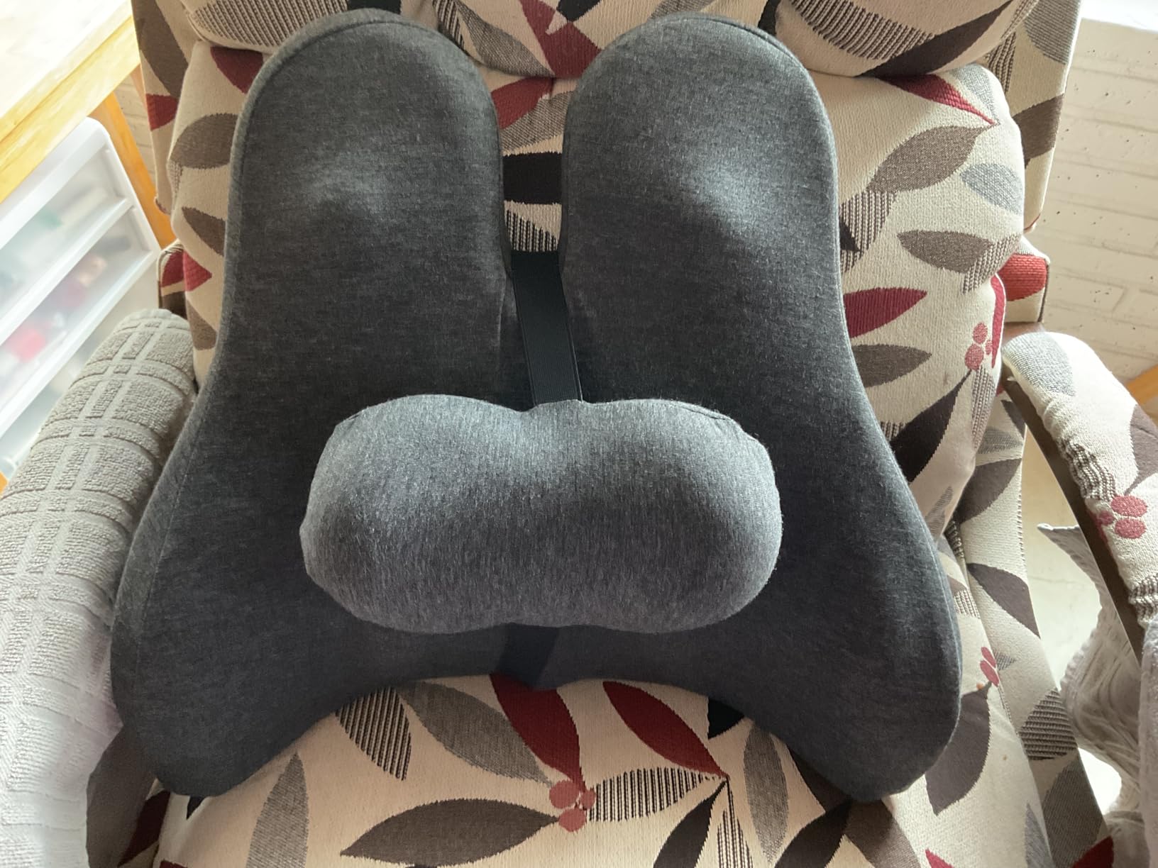 Lumbar Support Pillow for Office Chair - Lower Back Pain Relief Cushion with Adjustable SpineAlign Bolster, Memory Foam Pillow for Car, Couch, Gaming Seats - Dual Straps, Dark Grey customer photo 1