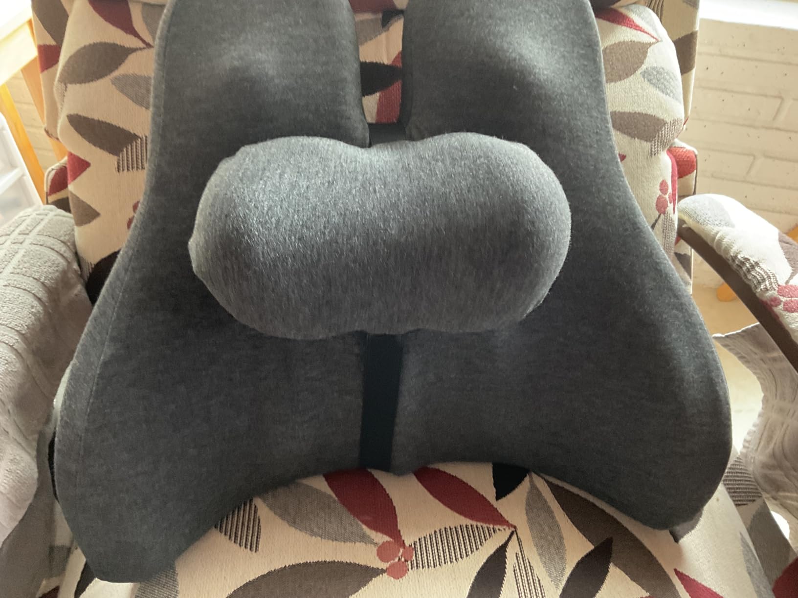 Lumbar Support Pillow for Office Chair - Lower Back Pain Relief Cushion with Adjustable SpineAlign Bolster, Memory Foam Pillow for Car, Couch, Gaming Seats - Dual Straps, Dark Grey customer photo 2
