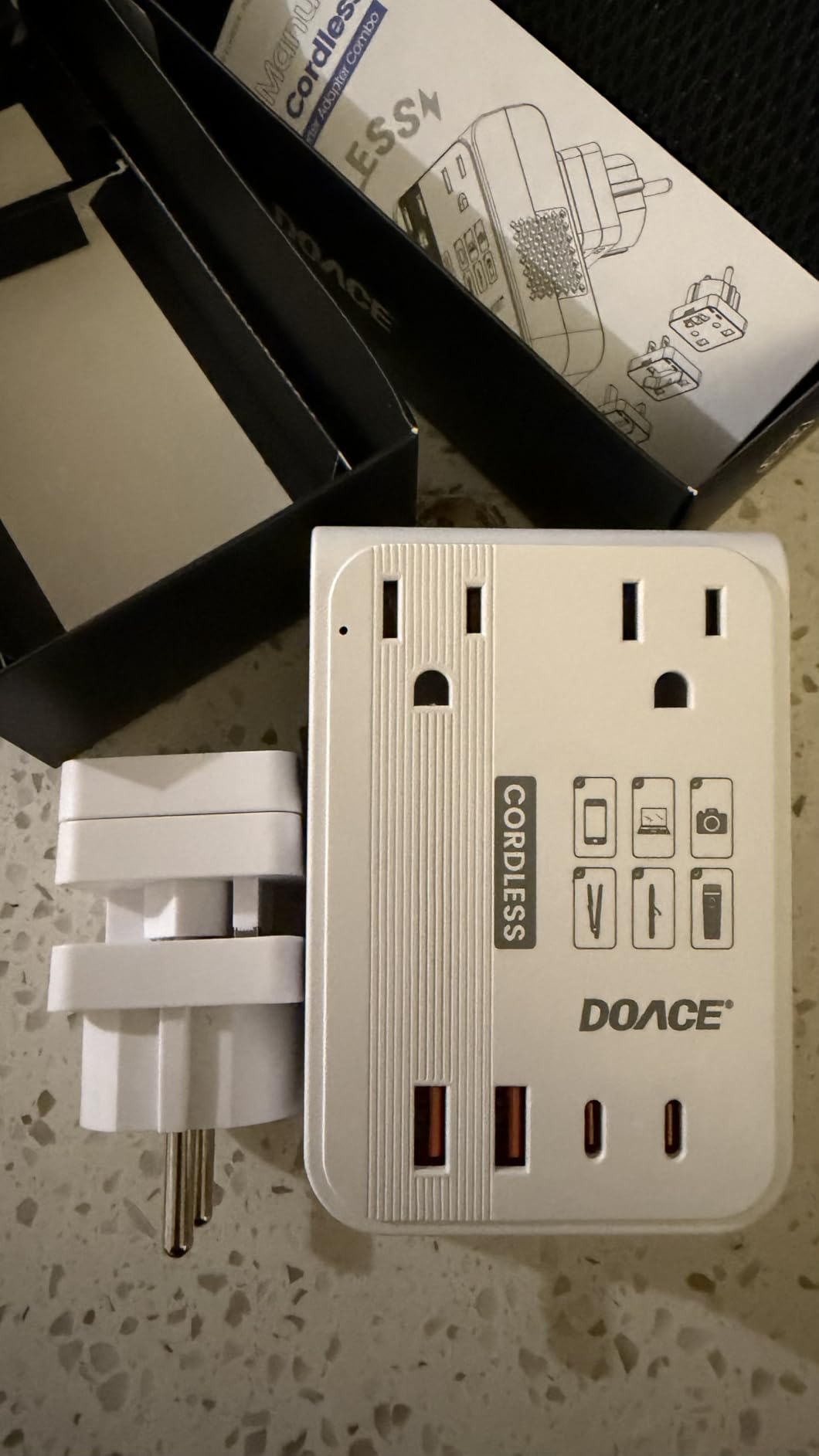 DOACE 220V to 110V Converter - 350W Cordless Voltage Converter US to Europe Power Adapter Combo with 4-Port USB Charging & Worldwide Plugs (UK/AU/US/EU) for Hair Straightener, Curler, Phone customer photo 1