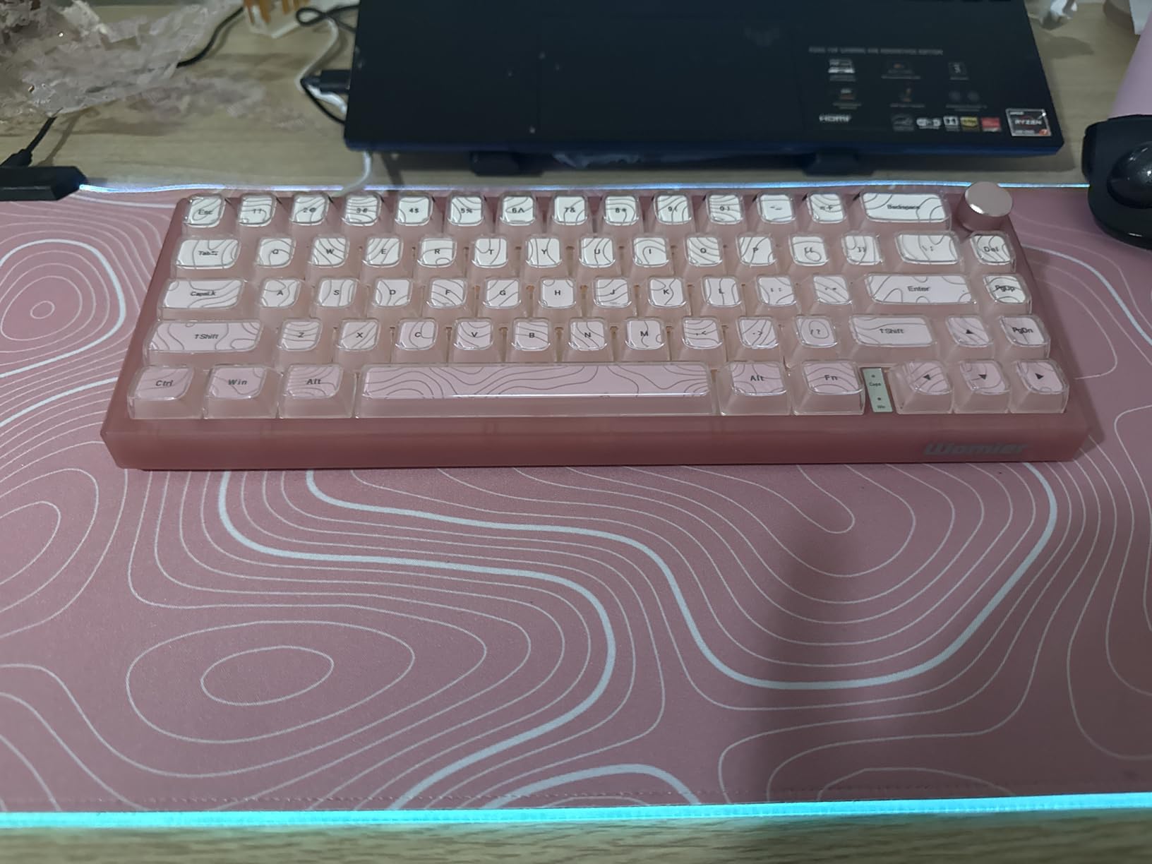 RGB Mouse Pad LED Desk Mat Large Gaming Mousepad Black and Gold Line Design, Keyboard Pad XL Mouse Mat for Home and Office (Black with Gold Topographic Line) customer photo 1