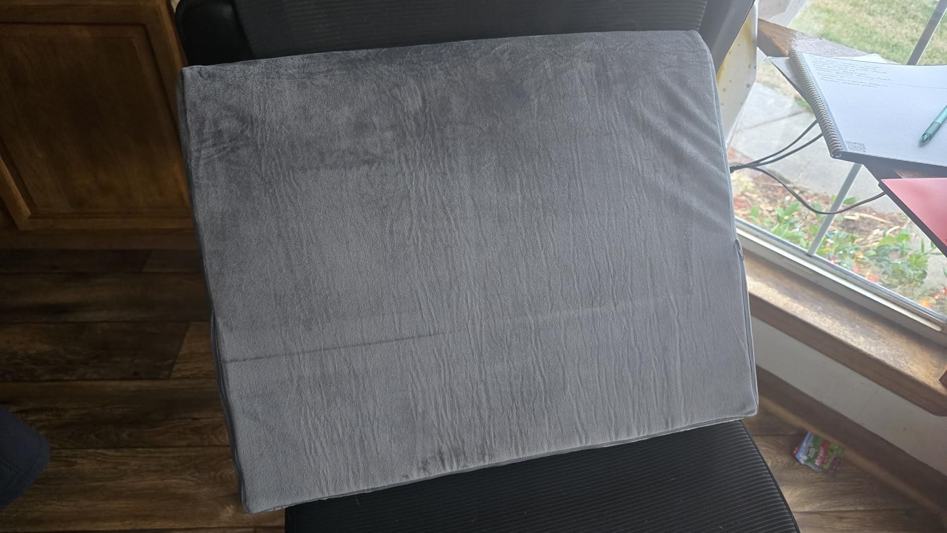 Lumbar Support Pillow for Recliner, Large Memory Foam Back Support Cushion for Sofa & Gaming Chair, Ergonomic Backrest Pillow for Elderly, Comfortable Couch Cushion with Machine Washable Cover, Gray customer photo 2