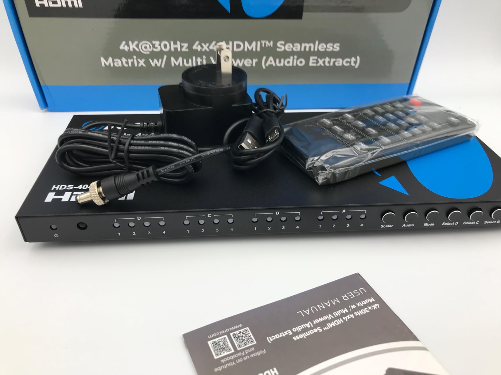 OREI 4x4 HDMI Matrix Switch with Quad Multi-Viewer - Seamless HDMI Switcher 4K@30Hz, PIP Multi-Screen Display, HDMI Audio Out, IR Remote & RS-232 Control customer photo 2
