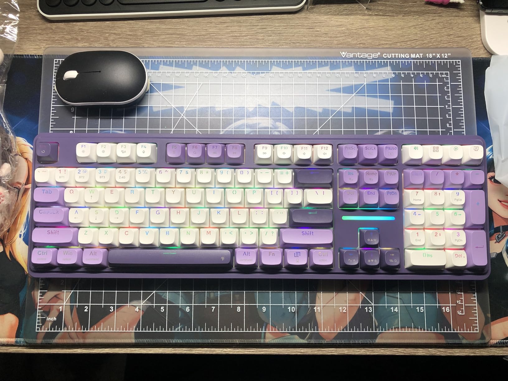 Redragon K745 PRO Wireless Gasket RGB Gaming Keyboard, 108 Keys Mechanical Keyboard w/Extra 4 Hotkeys, Hot-Swap South-Facing LED Socket, 5-Layer Noise Dampening, Round PBT Keycaps, Mint Mambo Switch customer photo 2