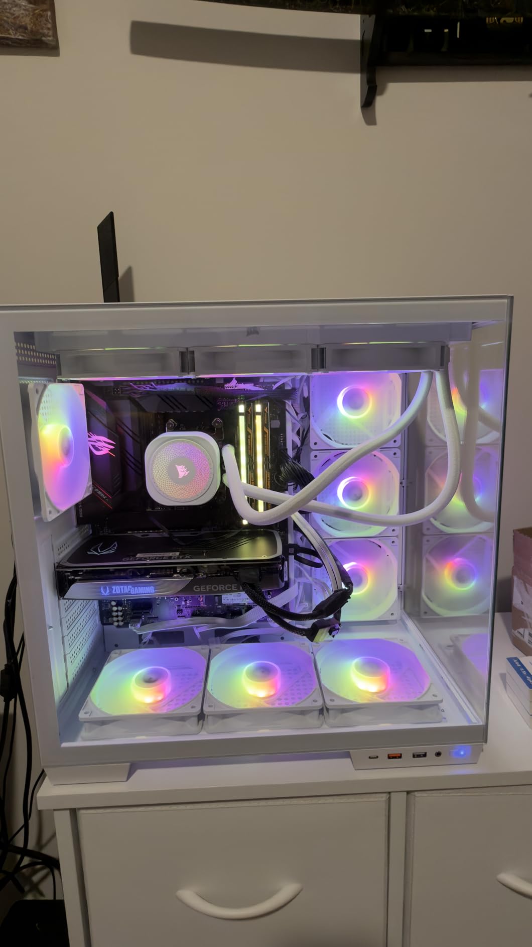 H1 HYXN ATX PC Case - Pre-Installed with 7 PWM ARGB Fans - Dual Cavity Mid-Tower PC Gaming Case - with Type-C - Can Hold up to 3X 360mm heatsinks simultaneously (Pink, H1) customer photo 1