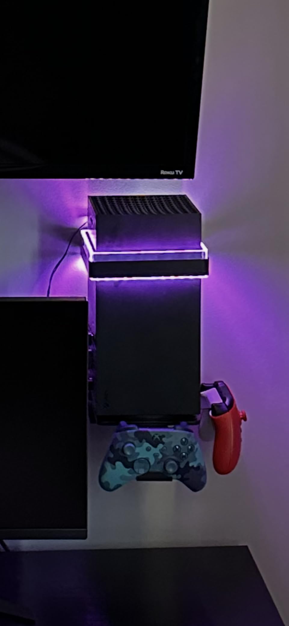 Fosmon Wall Mount for Xbox Series X/S with RGB Light, Detachable Dual Controller Holder and Headphone Hanger, Mounted Shelf Kit Stand for Series X | S Console Accessories customer photo 1