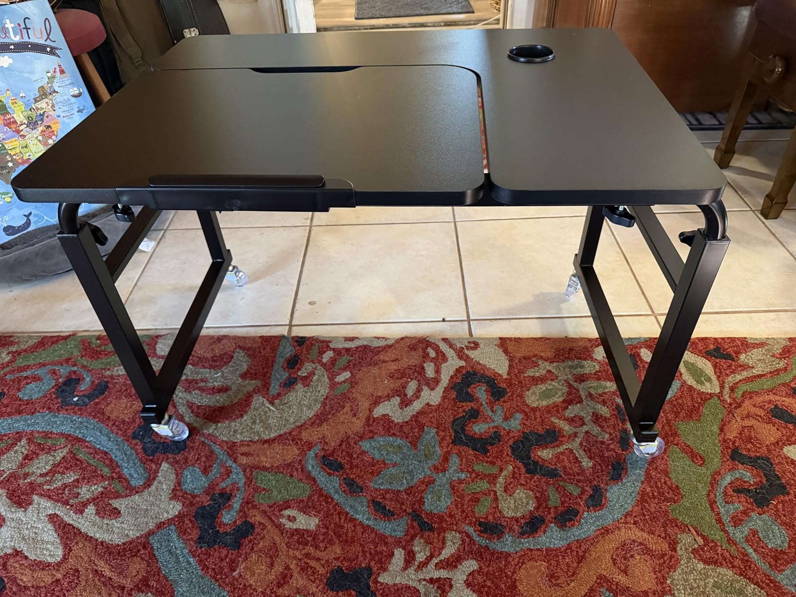 VIVO Mobile Over the Bed and Recliner Table, Tilting Laptop Tray with Height and Length Frame Adjustment, Ergonomic Overbed Kids and Adult Desk on Wheels, Black, DESK-V202B customer photo 2