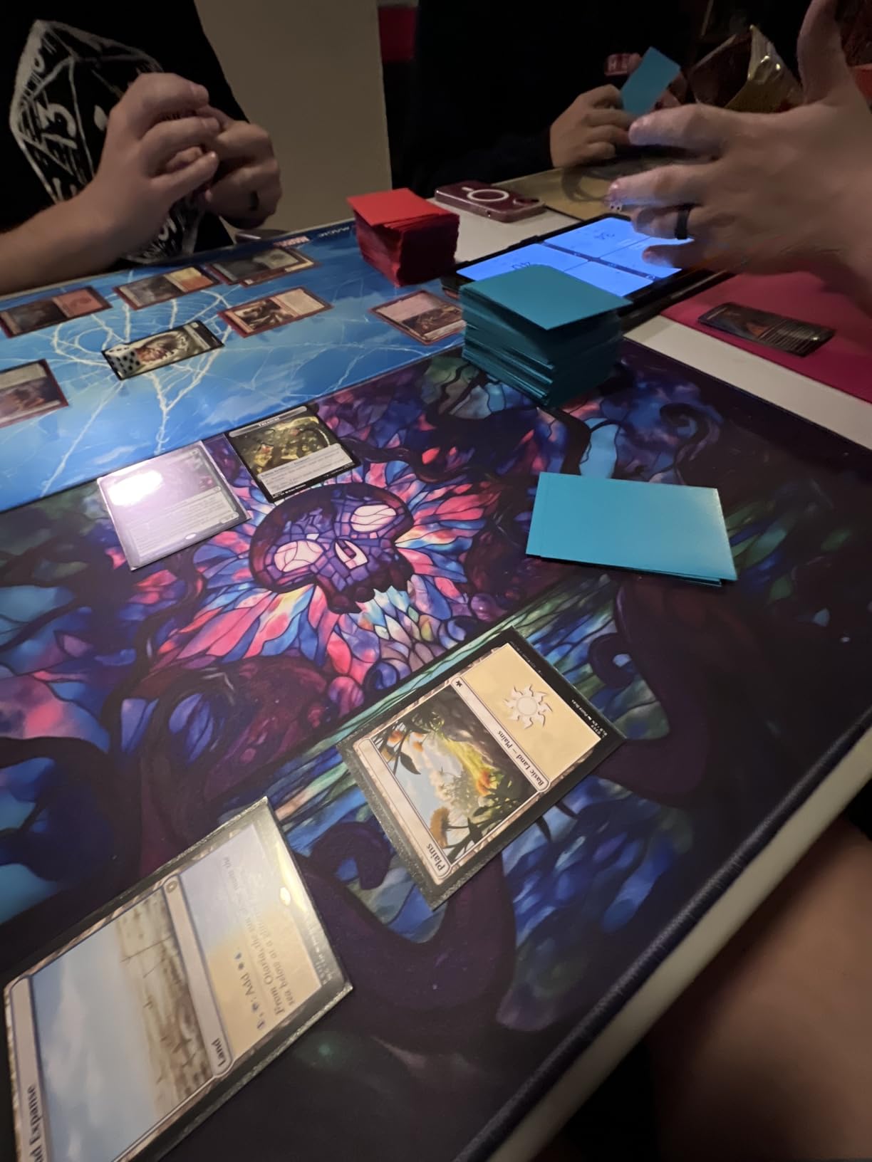 MTG Playmat, TCG Card Game Playmat, Stitched Edge, Non-Slip Rubber Bottom - 24 x 14 inch - Mountain customer photo 1
