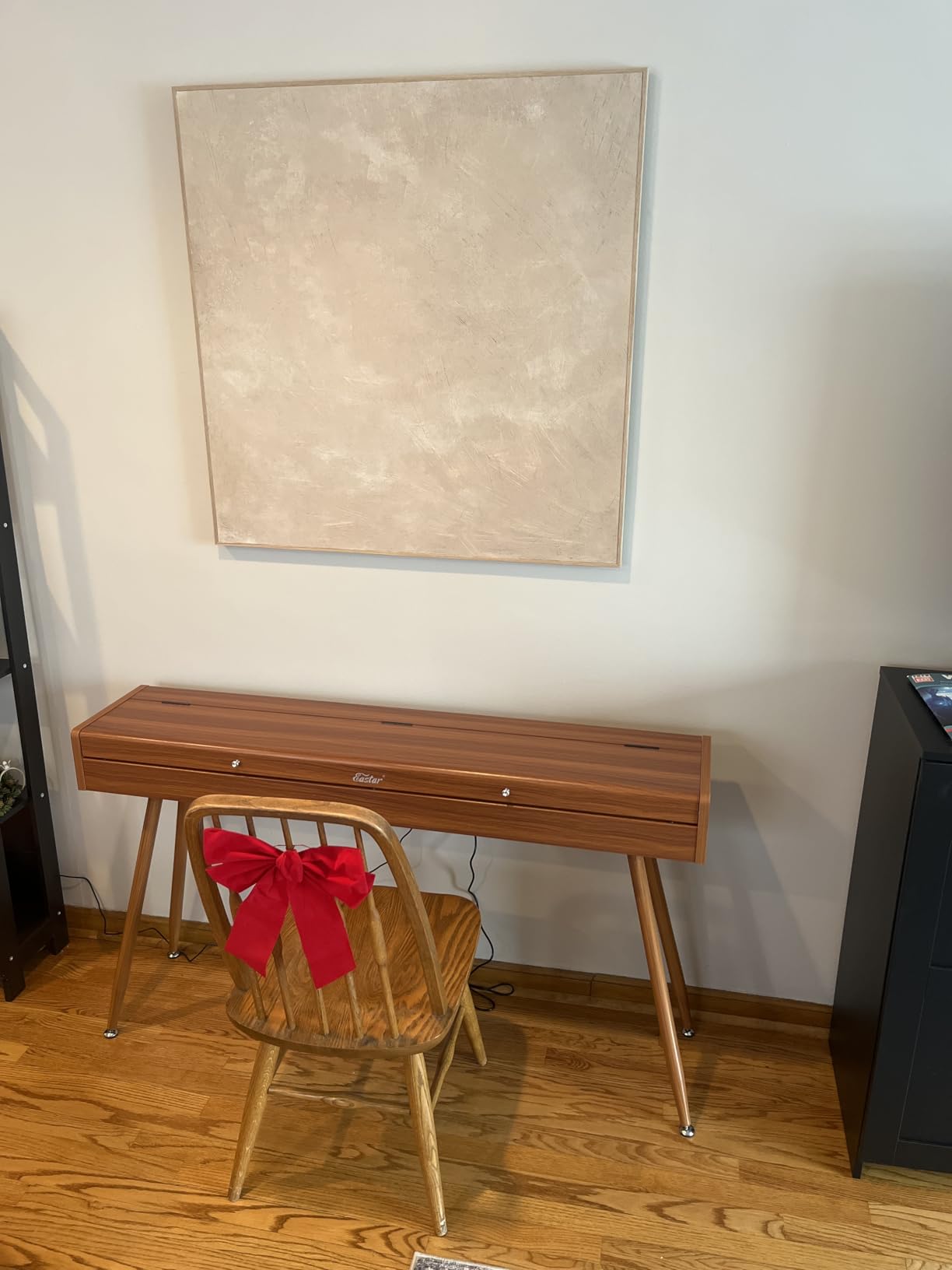 Eastar EUP-100 88 Key Weighted Keyboard Piano, Full-Size Home Digital Piano for Beginner, with Cover, Headphone, Music Stickers, Three-Pedal, Wireless Conection, Recording, MIDI - Retro Wood Color customer photo 1