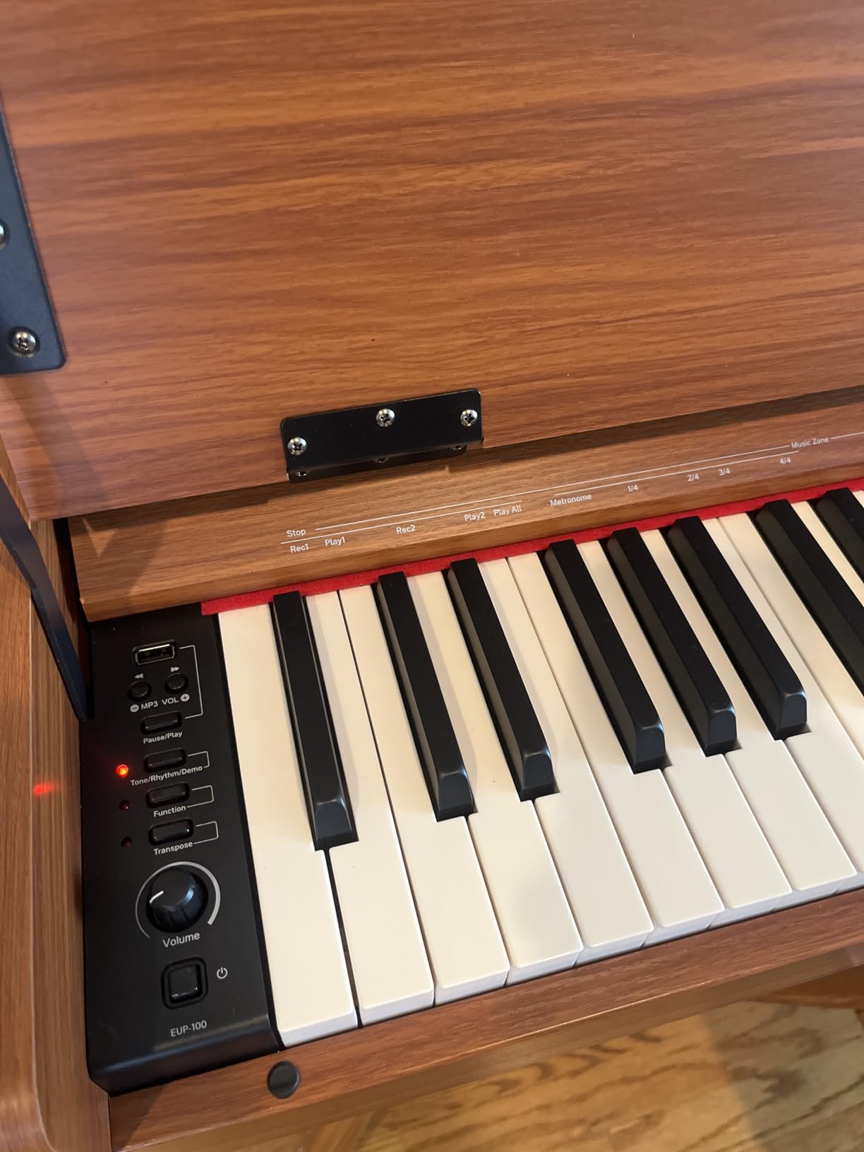 Eastar EUP-100 88 Key Weighted Keyboard Piano, Full-Size Home Digital Piano for Beginner, with Cover, Headphone, Music Stickers, Three-Pedal, Wireless Conection, Recording, MIDI - Retro Wood Color customer photo 2