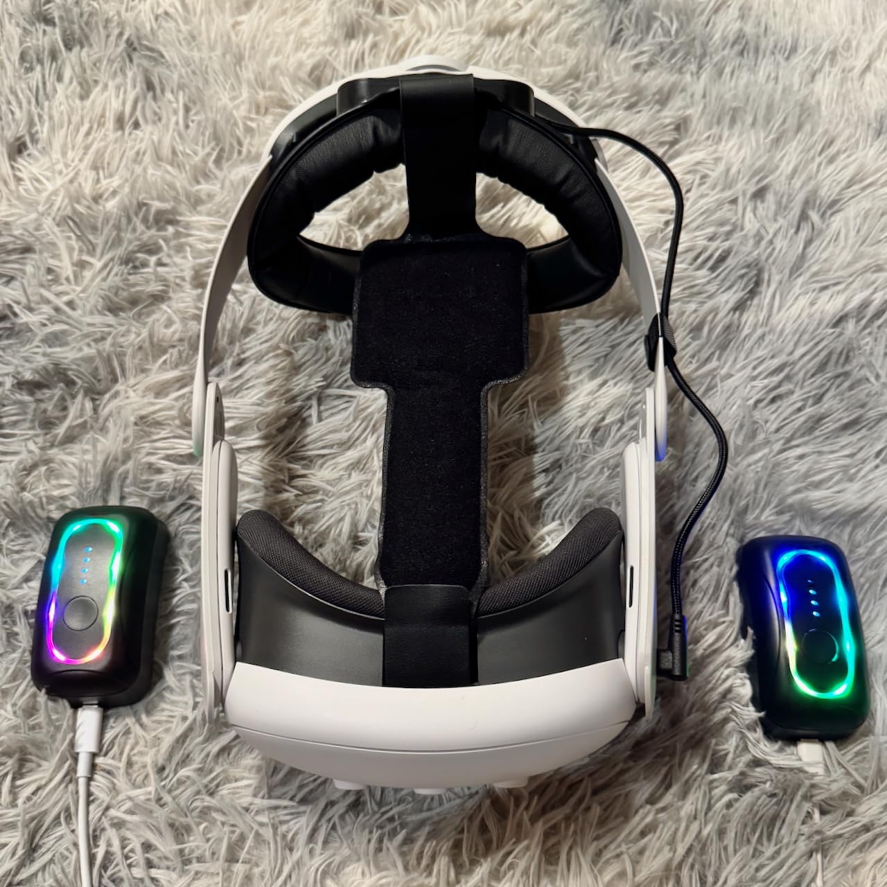Saqico 20000mAh Dual Magnetic Battery Head Strap Compatible with Meta Oculus Quest 2/3/3S, Cool RGB Battery Pack & Easy to Replace Extend VR Playtime-Premium Comfort & Adjustable, Reduce Facial Stress customer photo 1
