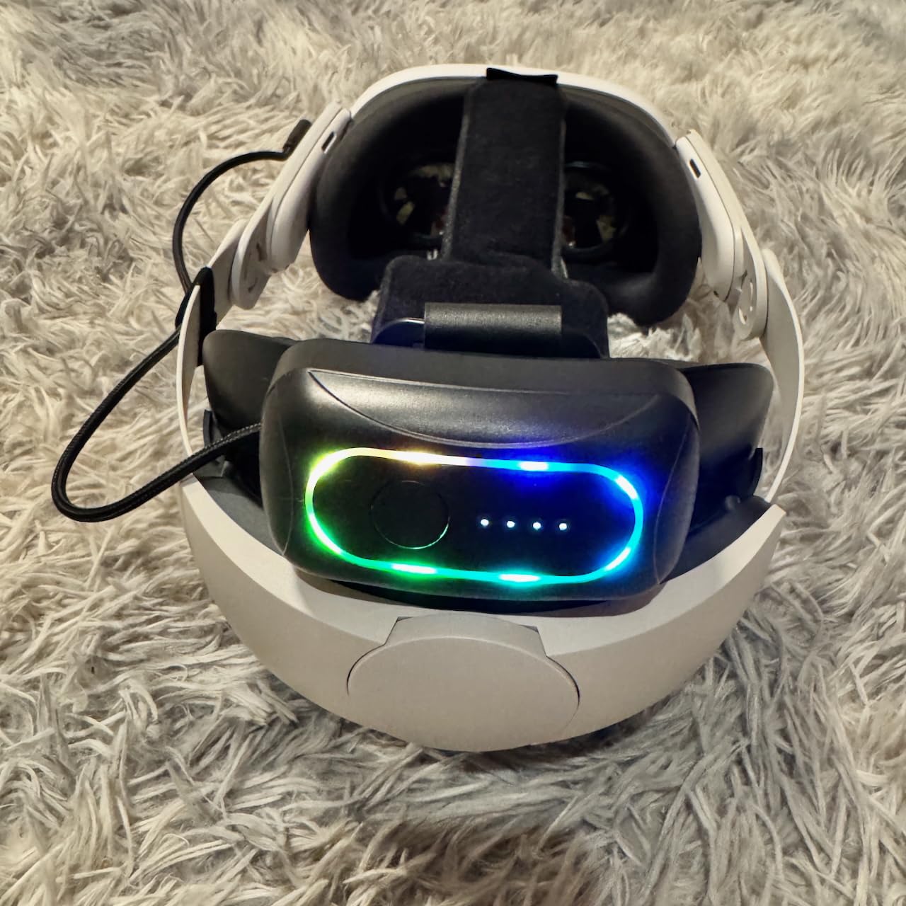 Saqico 20000mAh Dual Magnetic Battery Head Strap Compatible with Meta Oculus Quest 2/3/3S, Cool RGB Battery Pack & Easy to Replace Extend VR Playtime-Premium Comfort & Adjustable, Reduce Facial Stress customer photo 2