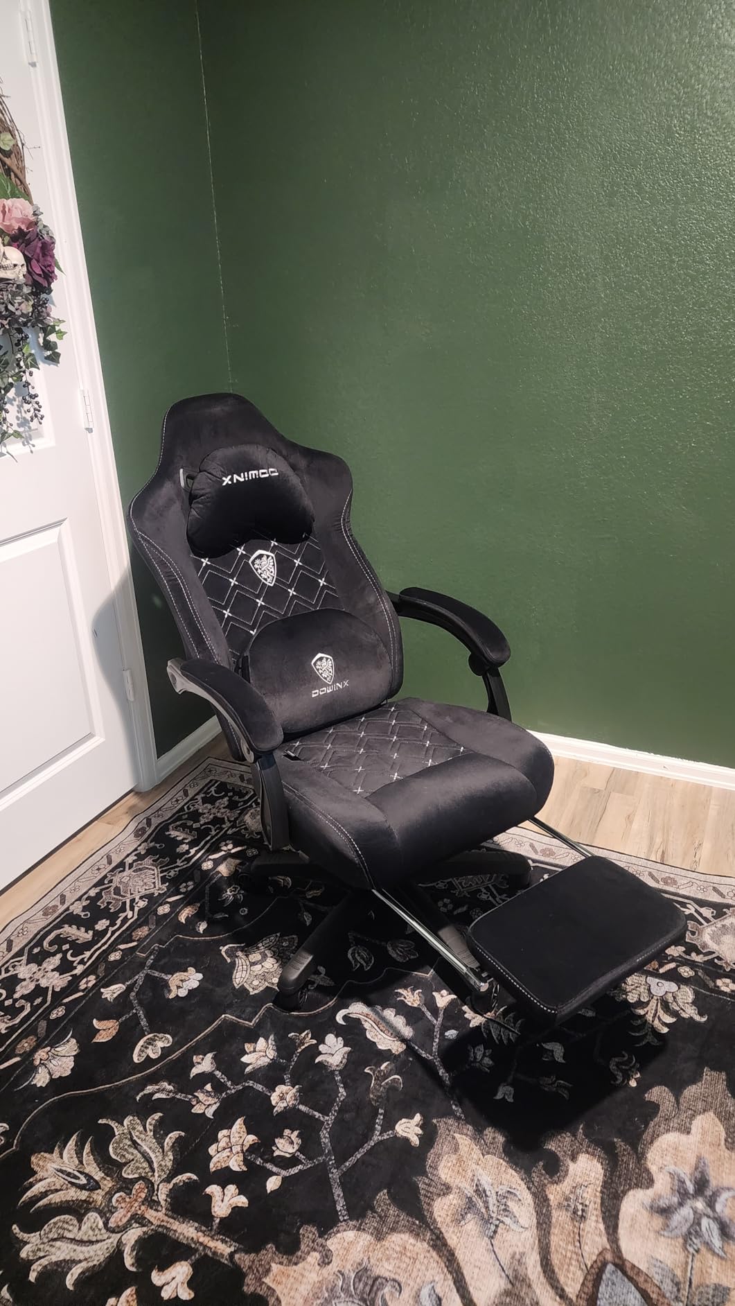Dowinx Gaming Chair with Heated Massage Lumbar Support, Big and Tall Fabric Gaming Chairs for Adults with Footrest, Ergonomic Computer Game Chair with Pocket Spring Cushions, 350lbs, Pink customer photo 2