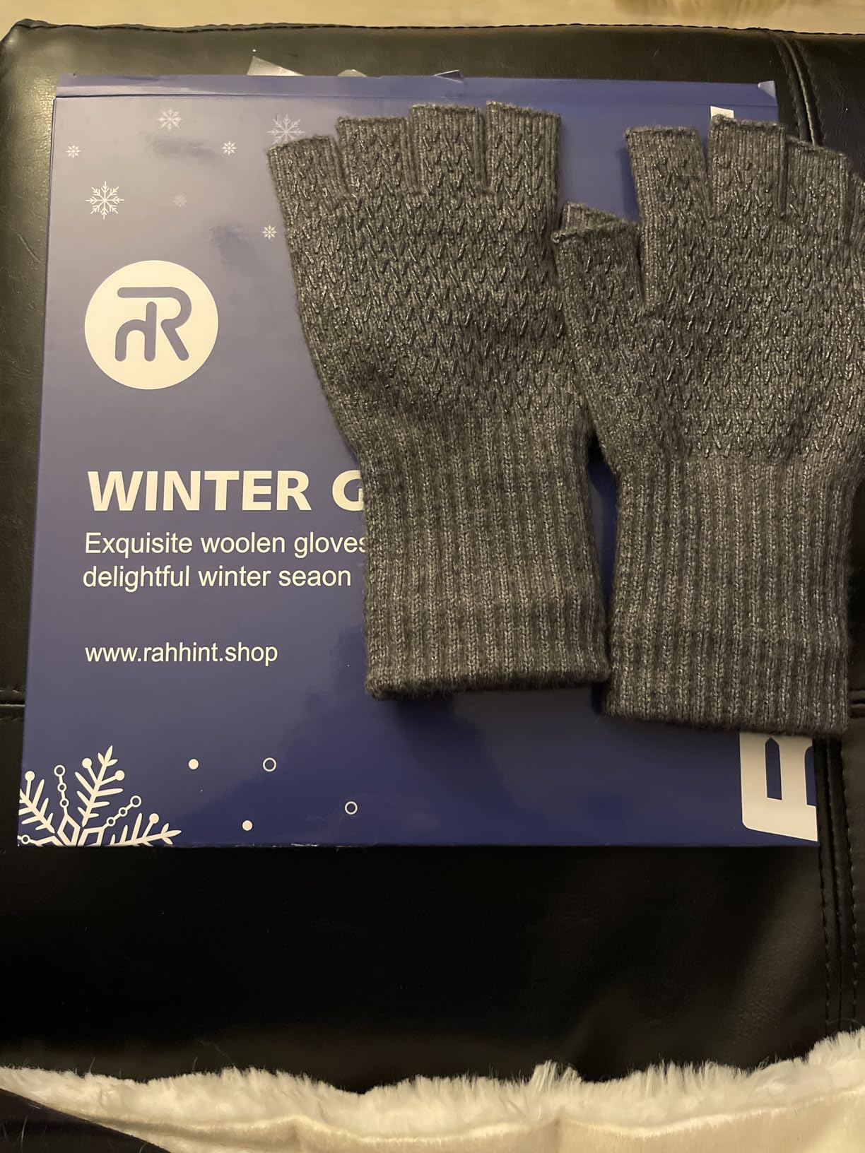 Alpaca Wool Fingerless Gloves for Men Women Double-Layer Winter Gloves Warm Windproof Knitted for Typing Driving customer photo 1