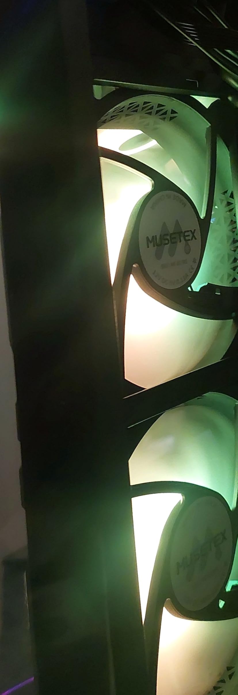 MUSETEX ATX PC Case 7 PWM ARGB Fans Pre-Installed, Type-C Mid Tower Computer Case with Full-View Dual Tempered Glass, Gaming PC Case, Black customer photo 1