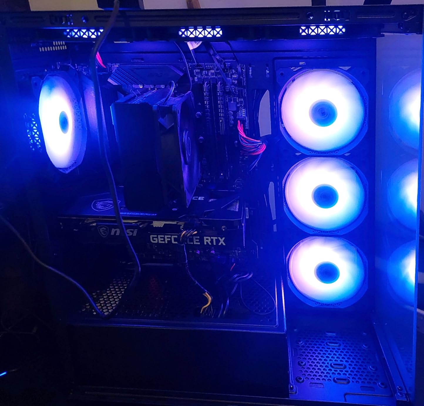 MUSETEX ATX PC Case 7 PWM ARGB Fans Pre-Installed, Type-C Mid Tower Computer Case with Full-View Dual Tempered Glass, Gaming PC Case, Black customer photo 2
