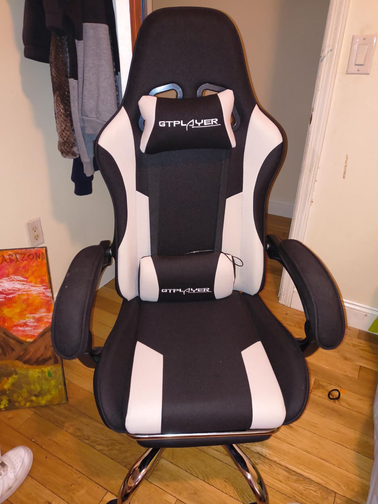 GTPLAYER Gaming Chair, Computer Chair with Footrest and Lumbar Support, Height Adjustable Game Chair with 360-Swivel Seat and Headrest and for Office or Gaming (Snow White) customer photo 2