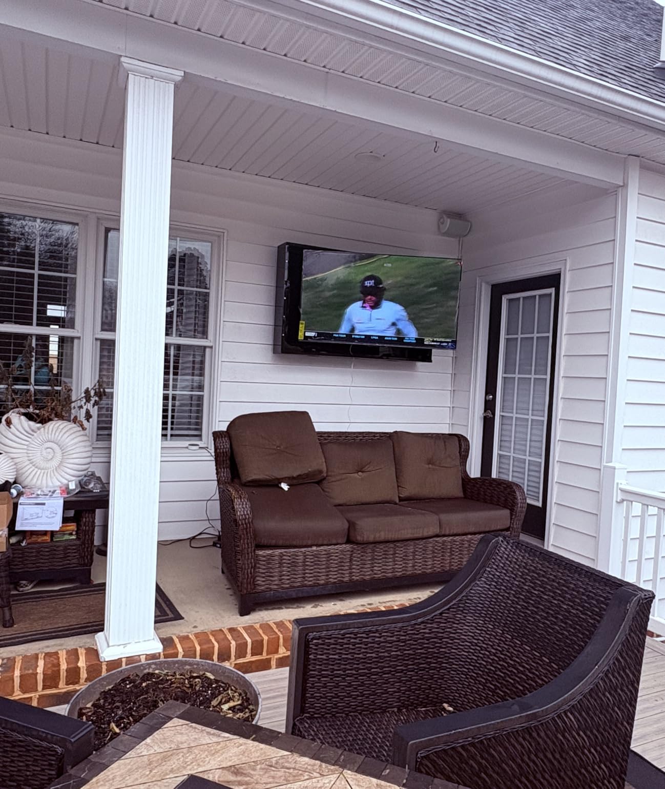 40-43 inch Clear Weatherproof Outdoor TV Cover, Clear Dust Resistant, Durable and Hard Television Enclosure for Outside with Lock, Cooling Fans and Adjustable TV Mount Included customer photo 2