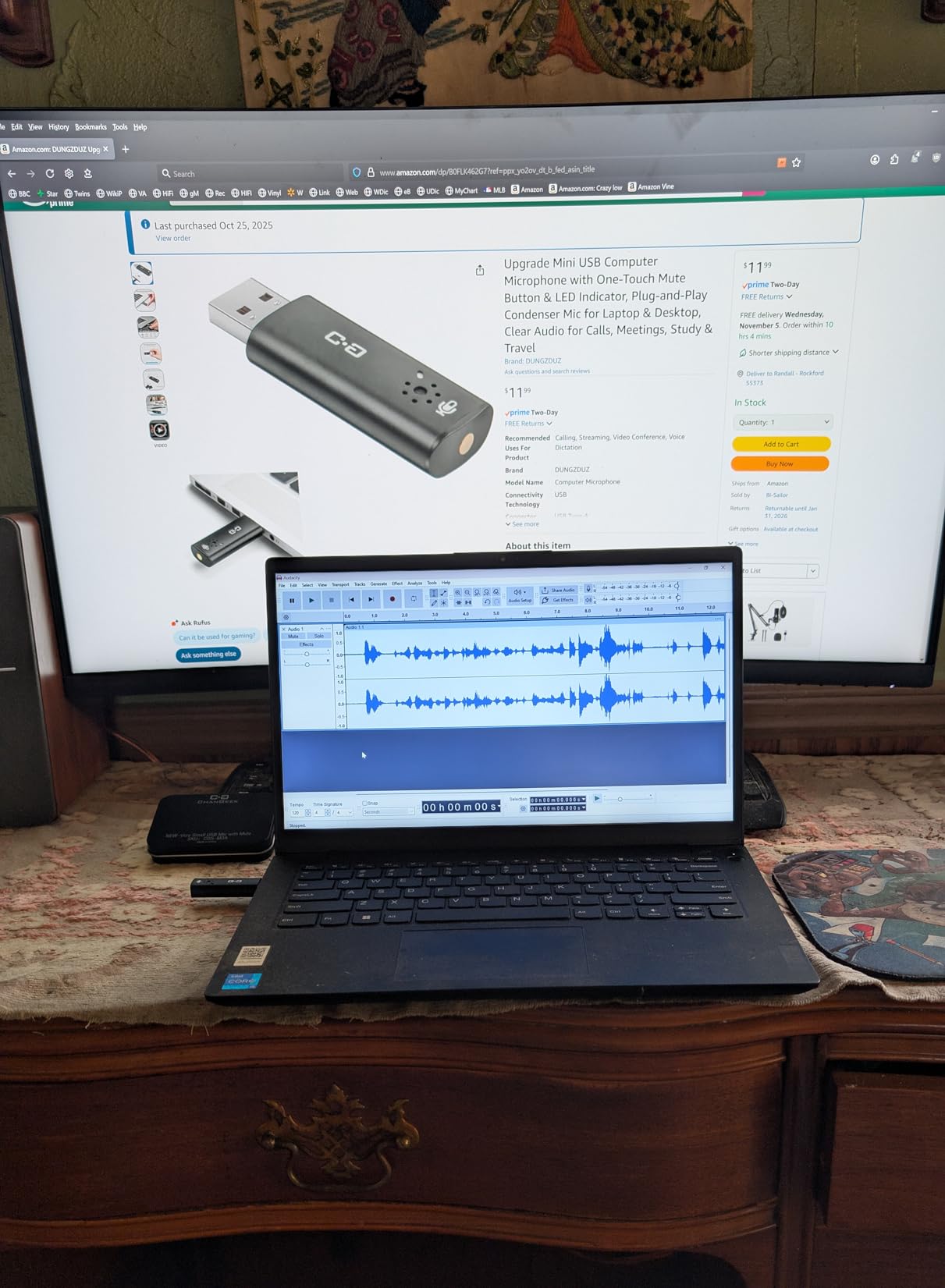 Upgrade Mini USB Computer Microphone with Touch Sensitive Mute Button & LED Indicator, Plug-and-Play Condenser Mic for Laptop & Desktop, Clear Audio for Calls, Meetings, Study & Travel customer photo 2