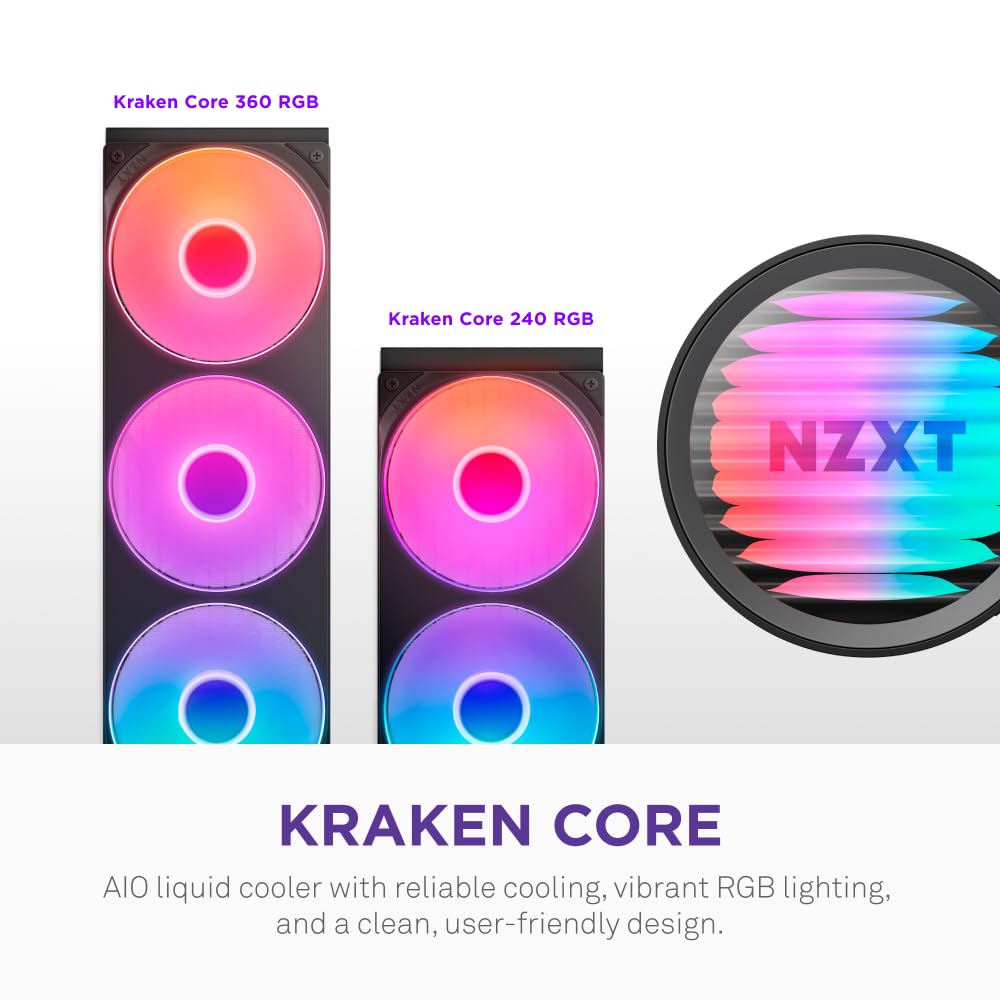 NZXT Kraken Core 240 RGB - AIO CPU Liquid Cooler - 240 mm Radiator - 240 mm Single-Frame Fan - Compatible with Intel® LGA 1851/1700/1200/115X & AMD® AM5/AM4 - Black customer photo 2