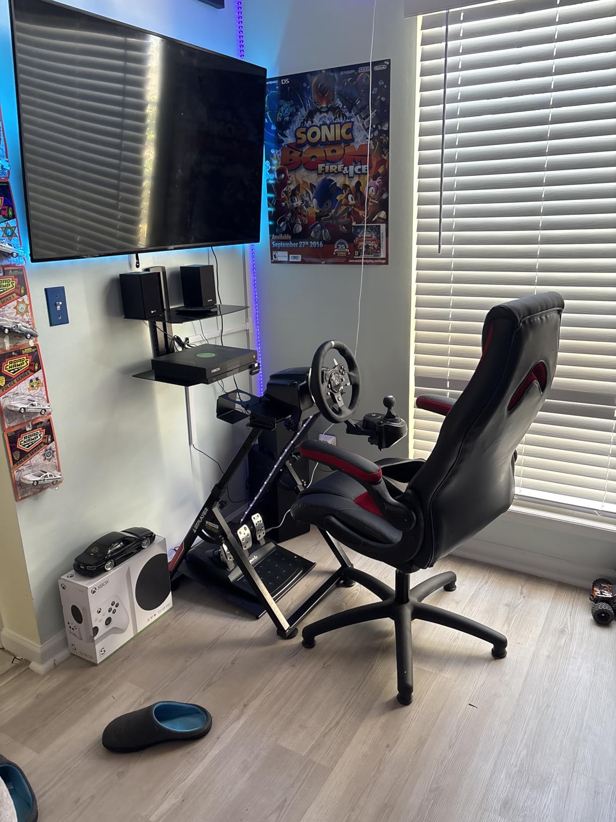 GTPLAYER Sim Racing Wheel Stand Simulator Cockpit Wheel Stand fit for Logitech G25 G27 G29 G920 G923 Thrustmaster T330TS Gaming Stand Wheel Pedals NOT Included, Deep Black With Cup Holder customer photo 1