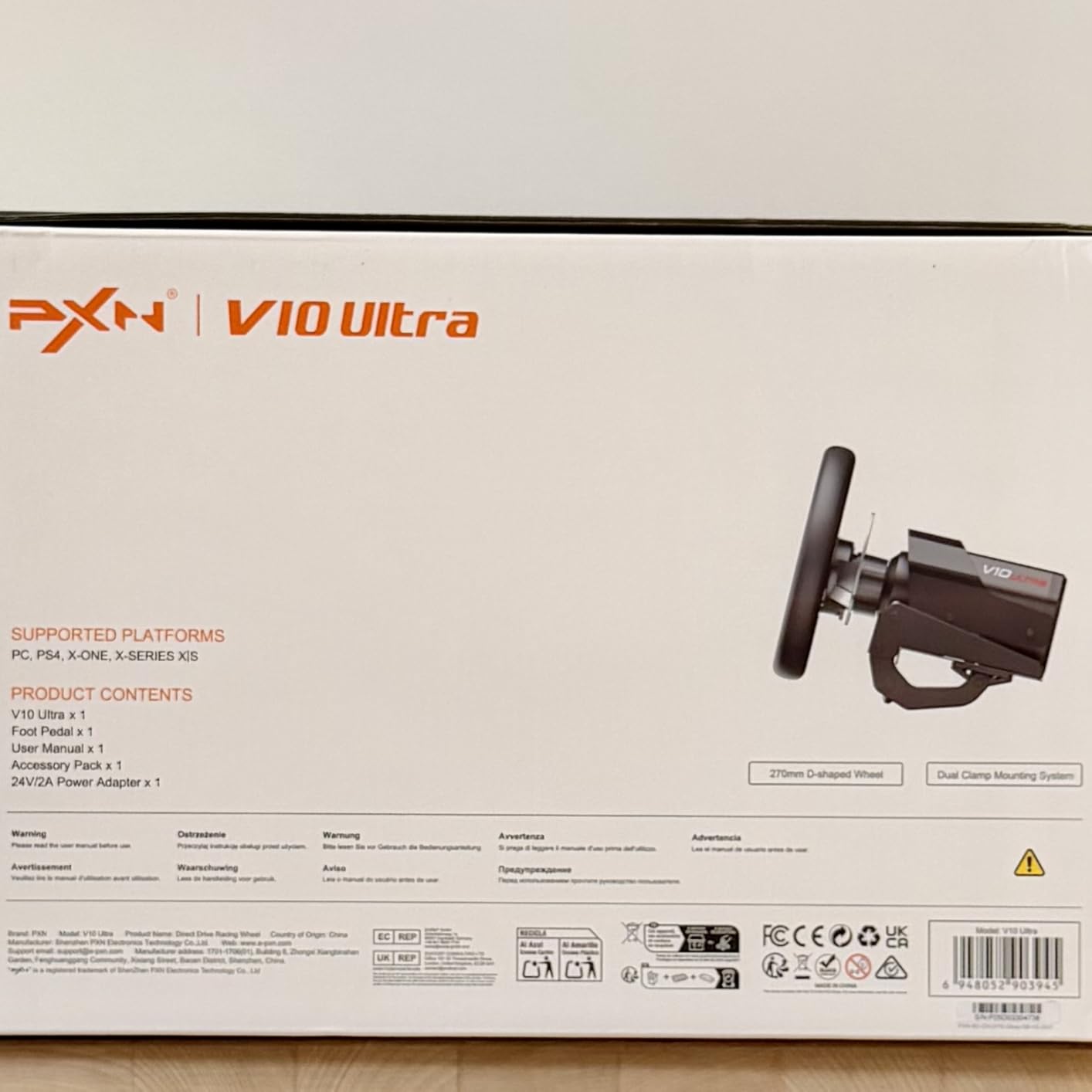 PXN - V10 Ultra Gaming Steering Wheel & Pedals, 3.2Nm Direct Drive Force Feedback, 4 Paddle Shifters, Hall Effect Pedals, 10.6-inch Racing Wheel Rim, Sim Racing Setup for Xbox, PS4, and PC customer photo 1