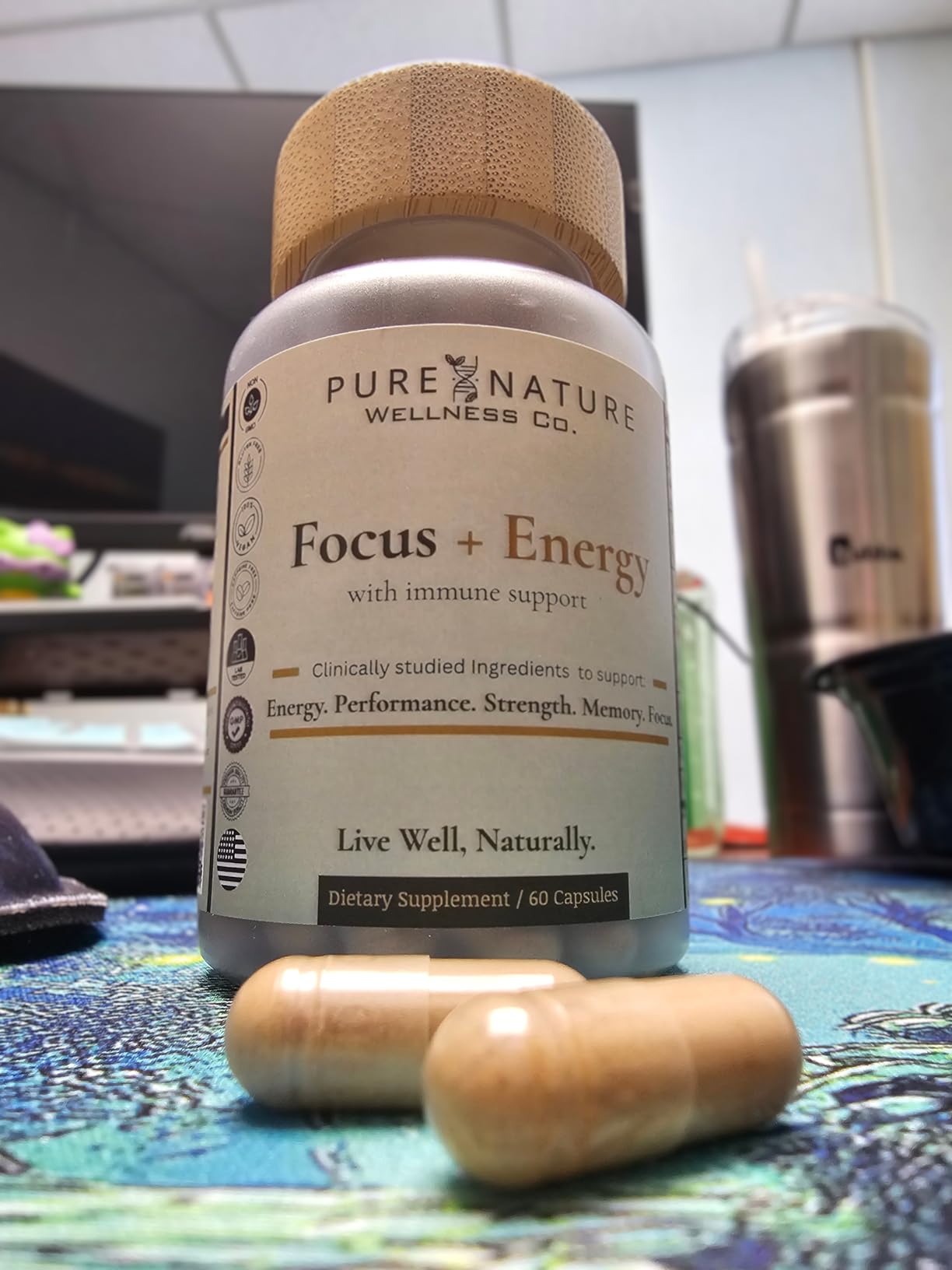 Focus + Energy + Performance Support-6-in-1 Mushroom Nootropic & Mitochondrial Complex-Advanced Brain Supplement-Natural Energy-Caffeine Free Biohack with Lion's Mane,Cordyceps,Mumijo,Fenugreek customer photo 1
