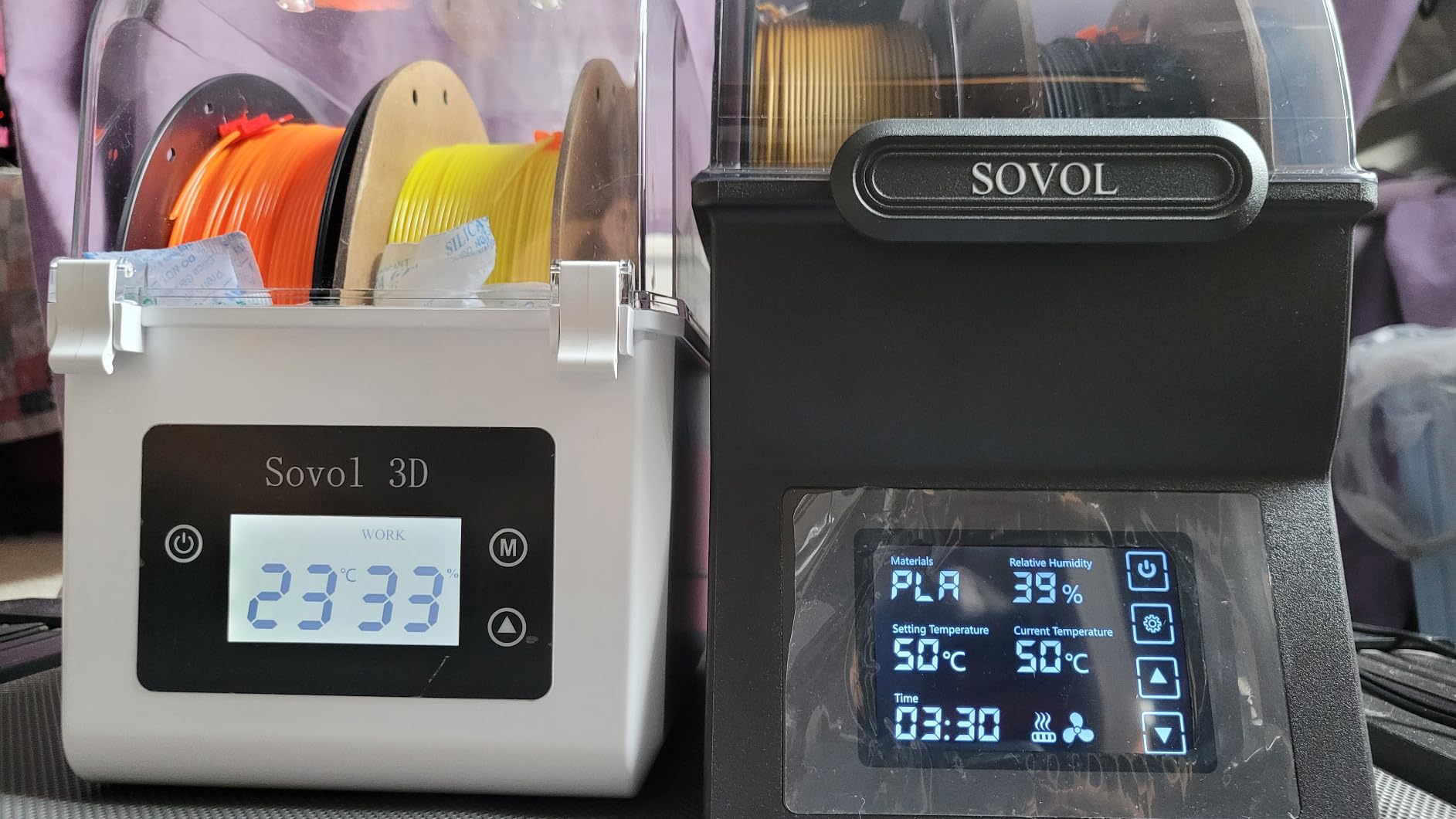 Sovol Filament Dryer 4 Spools, SH03 Dry Box with 85℃ Max Temp, Sealed Filament Storage Box with Auto Dehumiditification, Dual Independent Heating Chambers for PLA PETG ABS TPU ASA PC PA 1.75/2.85mm customer photo 2
