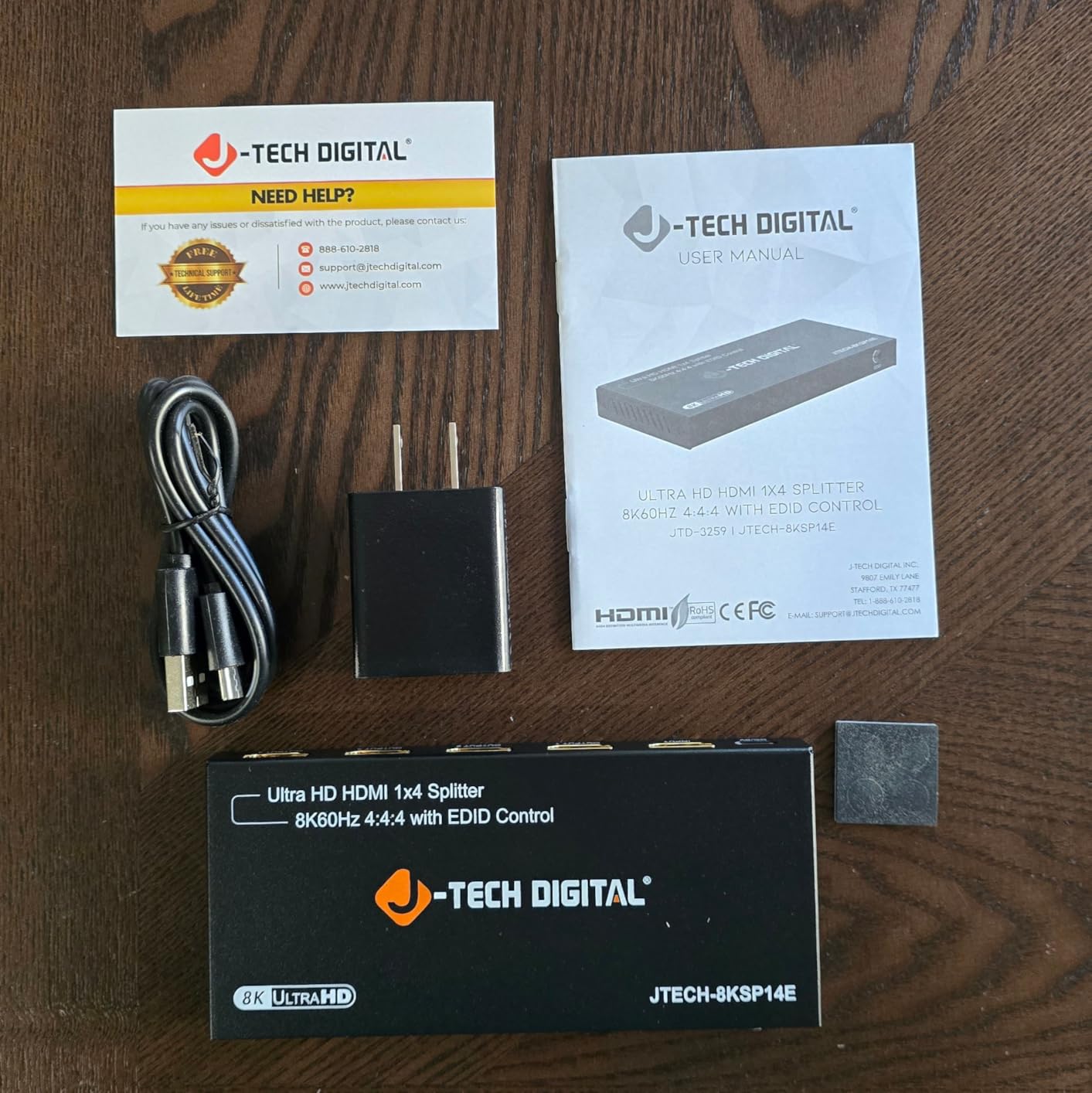 J-Tech Digital 8K HDMI Splitter 1 in 4 Out, HDMI 2.1 1x4 Splitter 8K@60Hz 4K@120Hz 1080P@240Hz, Duplicate/Mirror Screen 3 EDID Modes with Downscaling HDCP 2.3 [JTECH-8KSP14E] customer photo 2