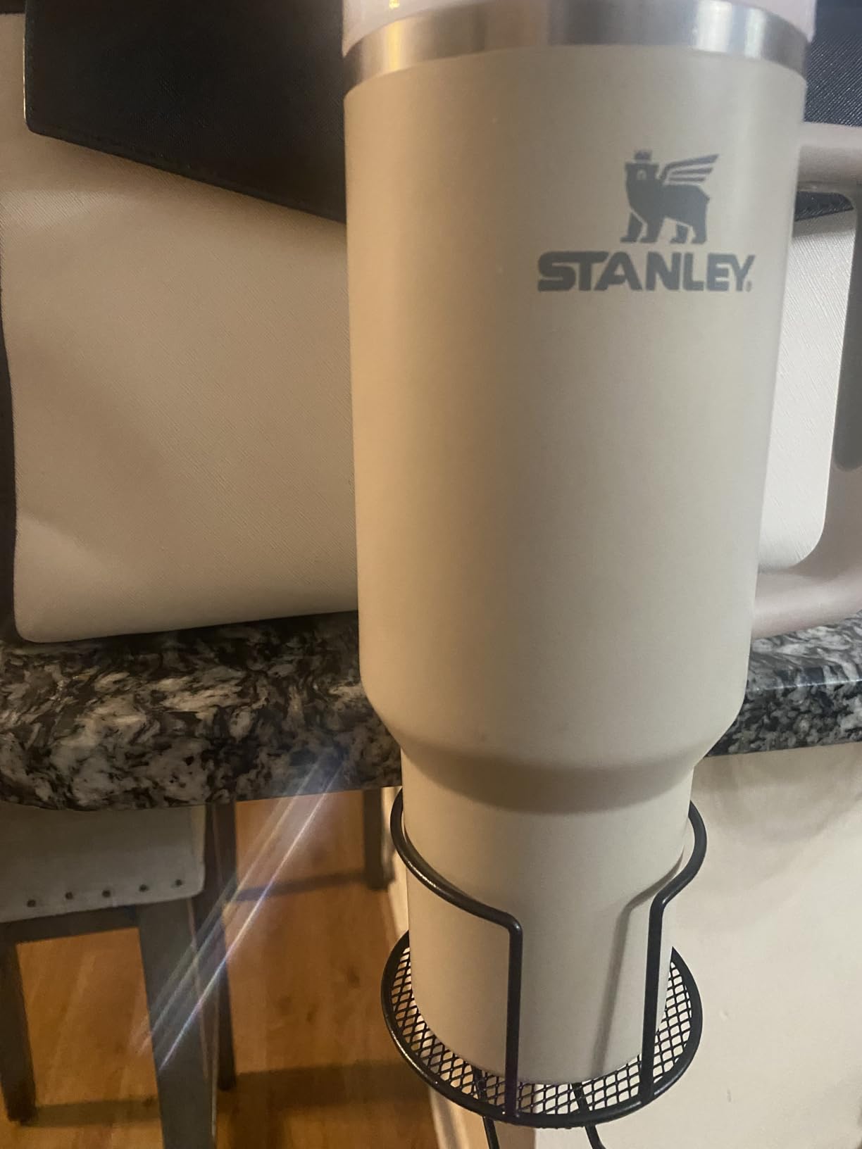 2-in-1 Desk Cup Holder, Anti-Spill Table Water Bottle Holder, Clamp On Table Stainless Steel Drinking Holder customer photo 1