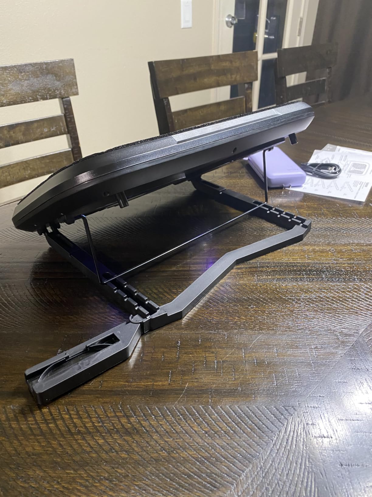 Laptop Cooling Pad with Dual Core Cooler, Gaming Laptop Cooler with 5.5in 2 Powerful Turbofan(9500 RPM), Fast Cooling Laptop 12-21in, 5 Height Stands, 100 Gear Speed, LCD Screen, RGB, Phone Holder customer photo 2